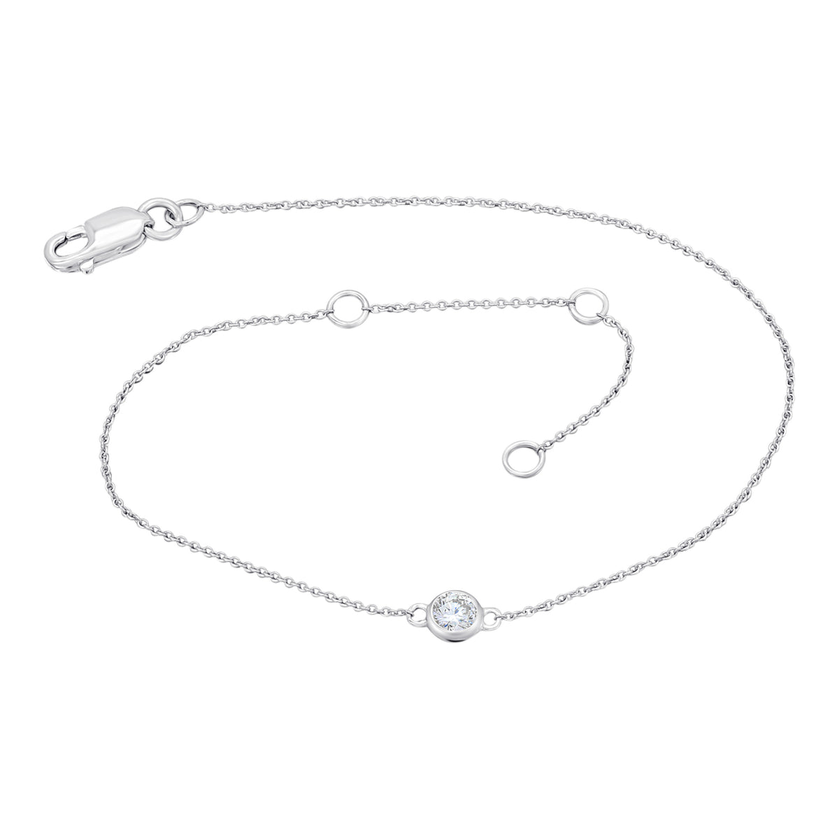 Armband aus 585er Weißgold mit Brillantbesatz, 0,13 ct mit Rundankerkette, 19 cm von ONE ELEMENT