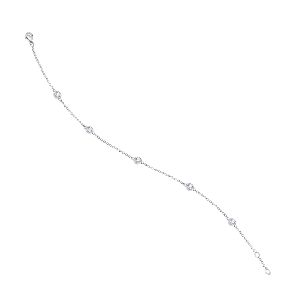 Armband aus 585er Weißgold mit Brillantbesatz, 0,18 ct mit Rundankerkette, 19 cm von ONE ELEMENT