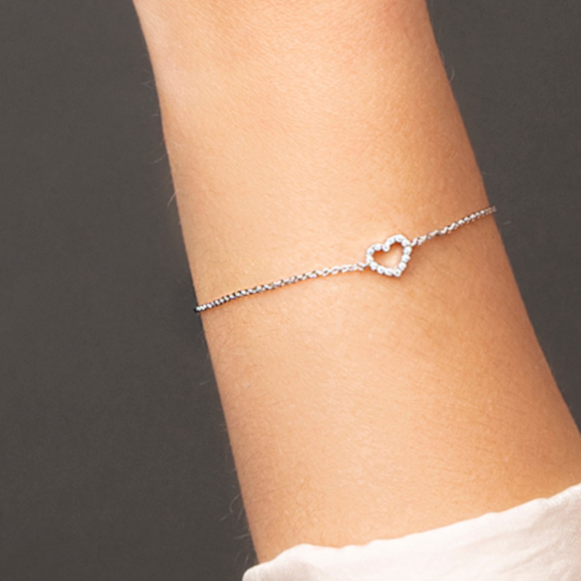 Zirkonia Herz Armband aus 925er Silber 18 cm von ONE ELEMENT – Bild 3