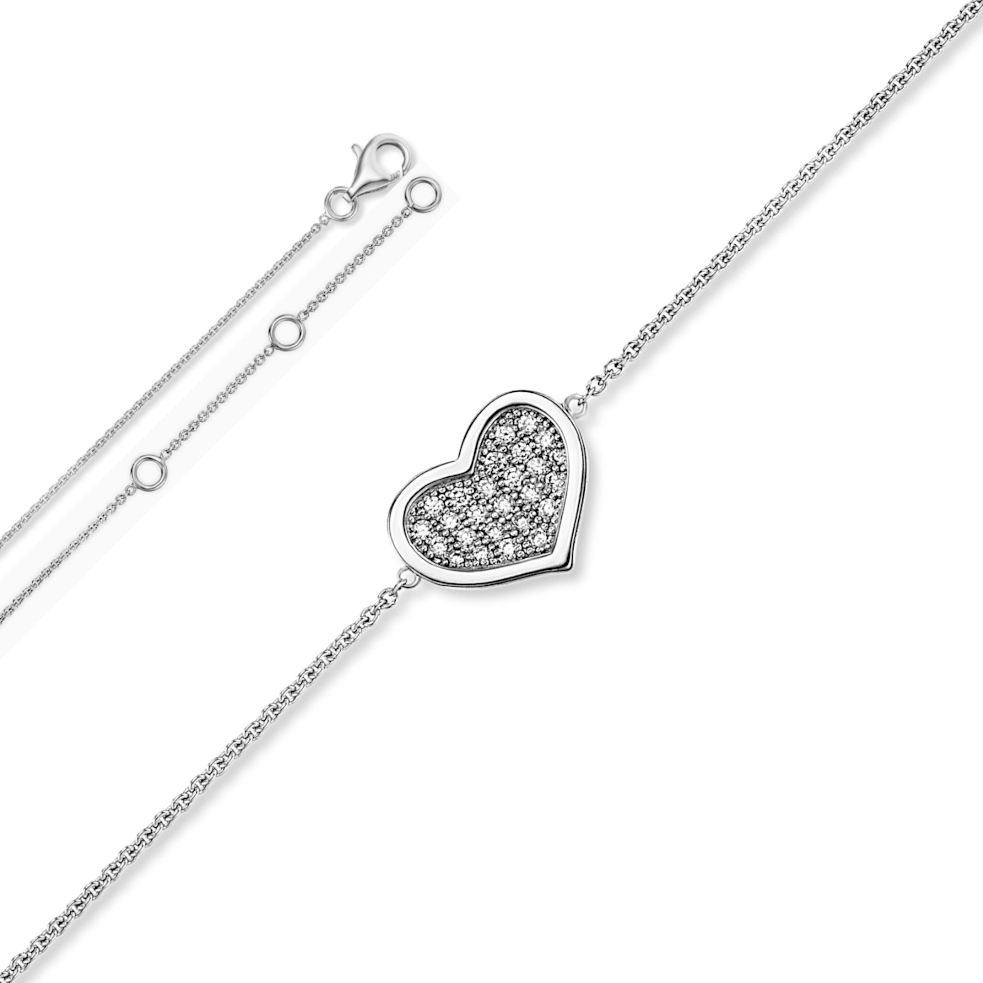 Zirkonia Herz Armband aus 925er Silber 18 cm von ONE ELEMENT – Bild 1