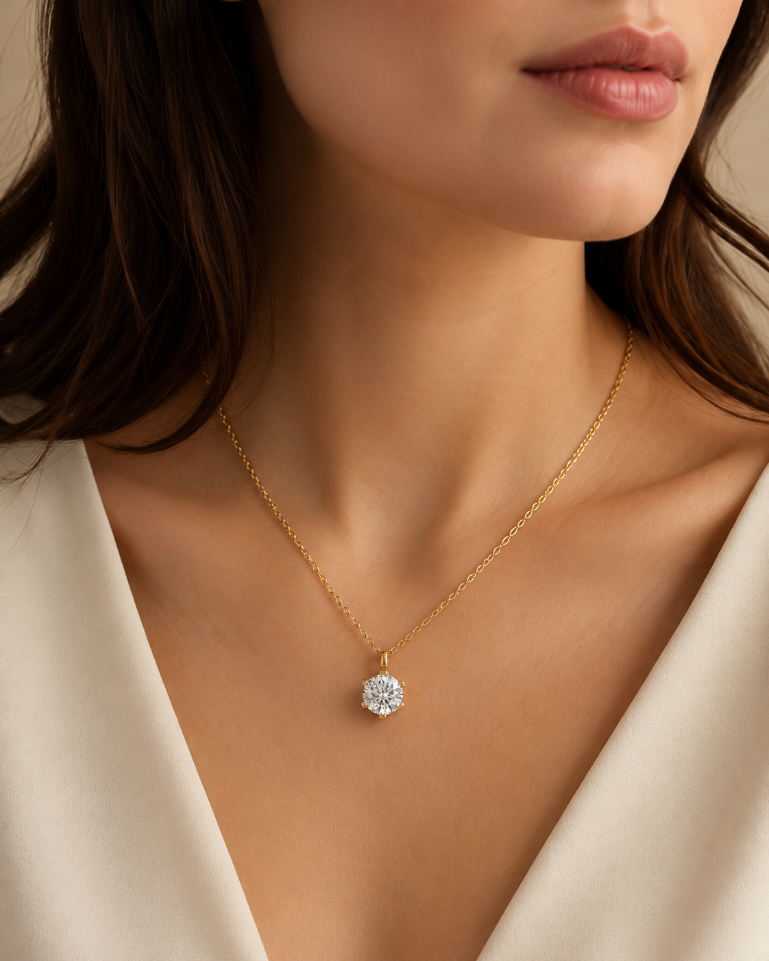 Collier Halskette aus 585 Gold mit 1 Lab Grown Diamant 0,5 ct 45 cm von ONE ELEMENT – Bild 2