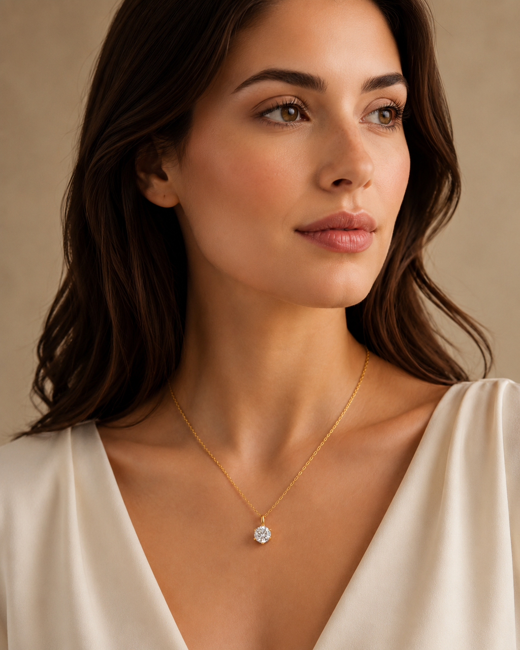Collier Halskette aus 585 Gold mit 1 Lab Grown Diamant 0,5 ct 45 cm von ONE ELEMENT – Bild 3