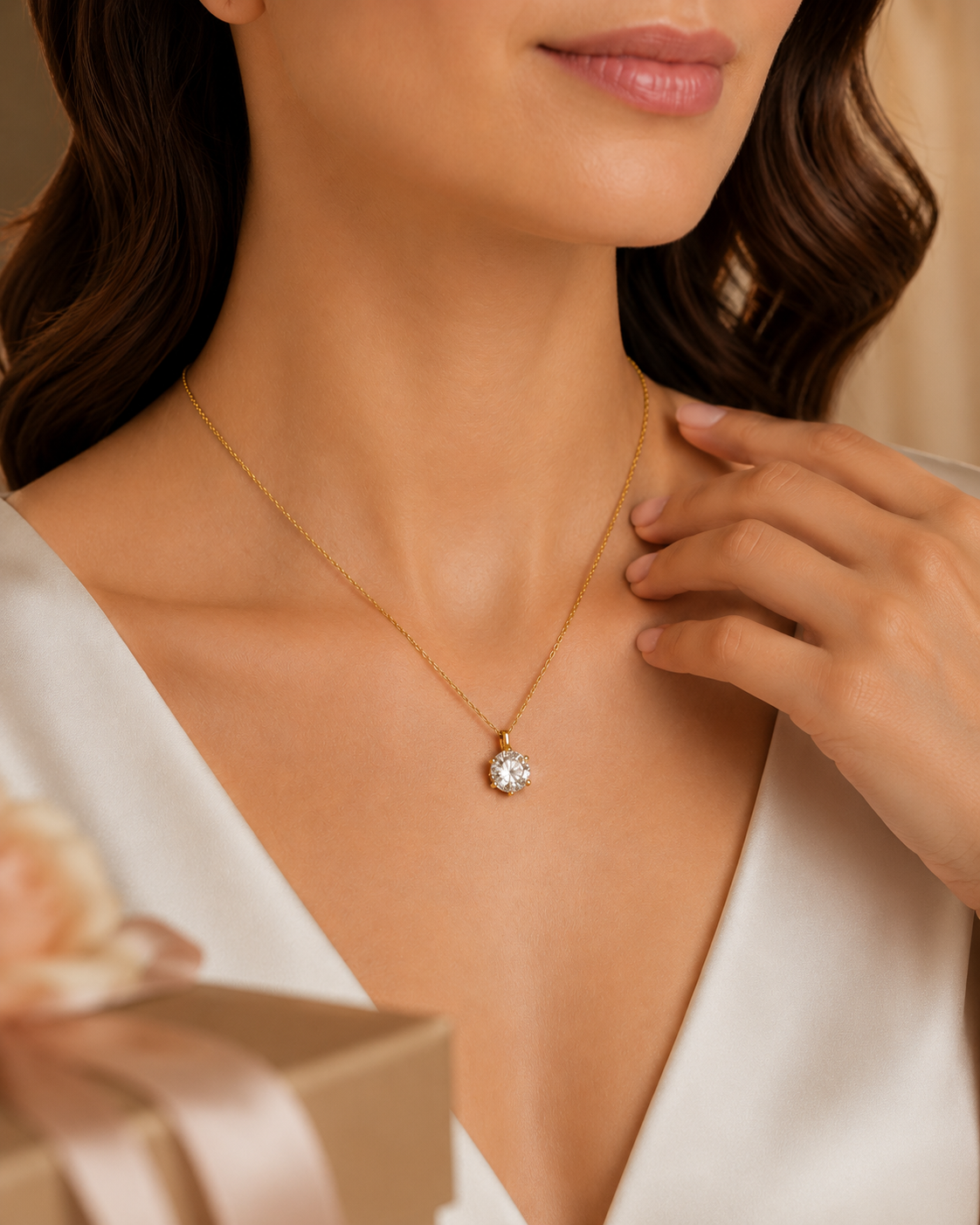 Collier Halskette aus 585 Gold mit 1 Lab Grown Diamant 0,75 ct 45 cm von ONE ELEMENT – Bild 4