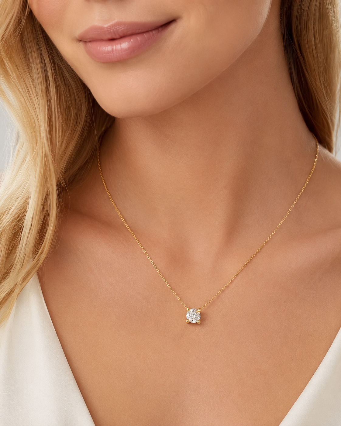 Collier Halskette aus 585 Gold mit 1 Lab Grown Diamant 0,5 ct 45 cm von ONE ELEMENT – Bild 2