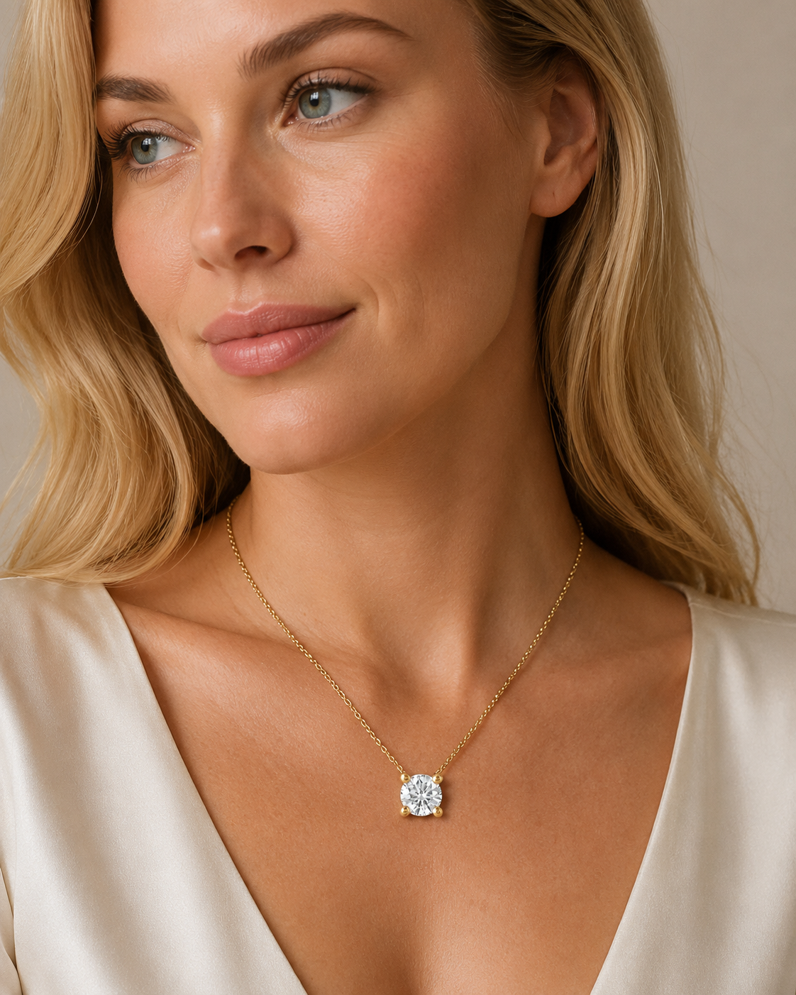 Collier aus 585er Gelbgold mit Lab-Grown-Diamant, 1 ct, 45 cm – weitere Ansicht 2