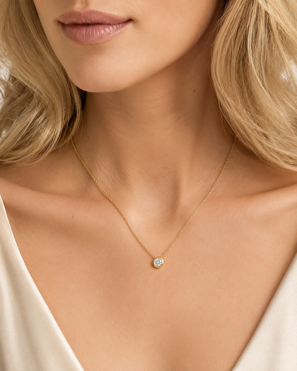 Collier Halskette aus 585 Gold mit 1 Lab Grown Diamant 0,5 ct 45 cm von ONE ELEMENT – Bild 2