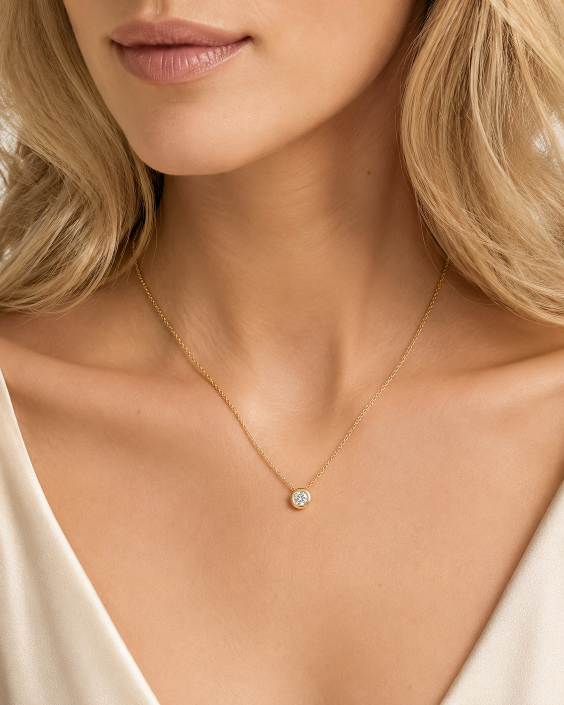 Collier Halskette aus 585 Gold mit 1 Lab Grown Diamant 0,5 ct 45 cm von ONE ELEMENT – Bild 2