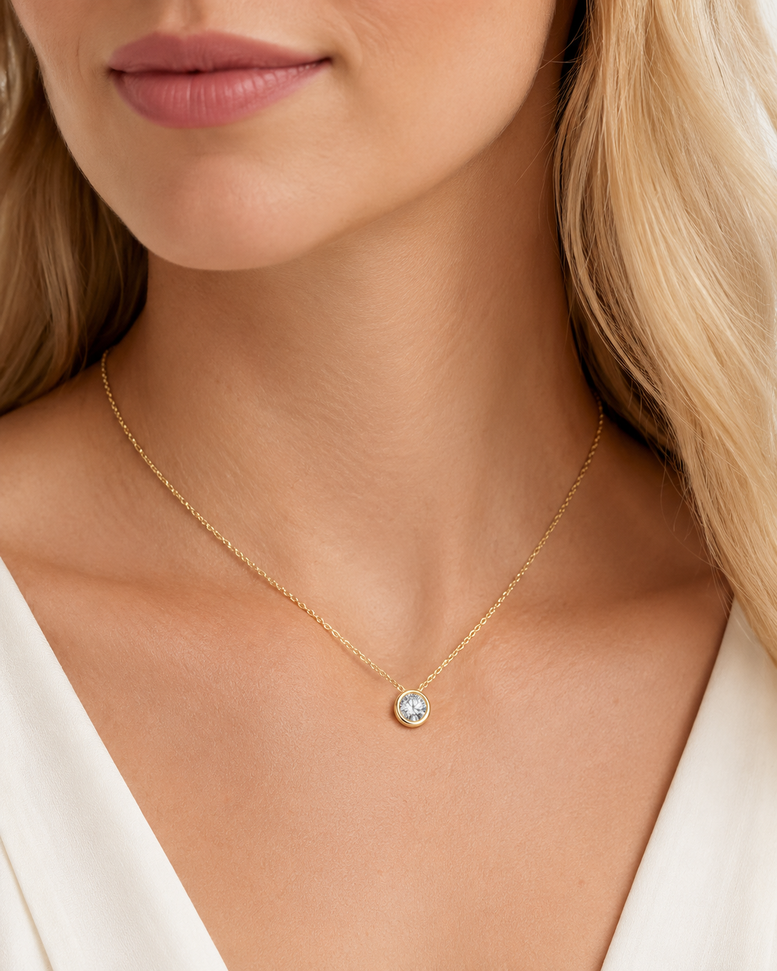 Collier aus 585er Gelbgold mit 2 Lab-Grown-Diamanten, 0,75 ct, 45 cm – weitere Ansicht 2