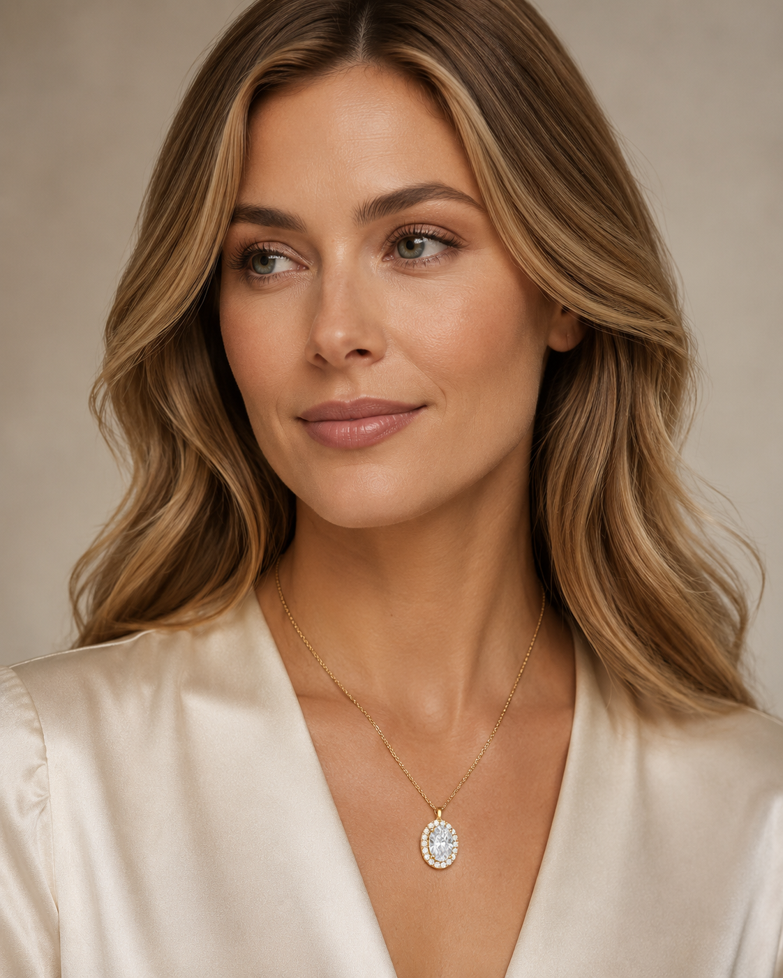 Collier aus 585er Gelbgold mit 19 Lab-Grown-Diamanten, 0,6 ct, 45 cm – weitere Ansicht 2