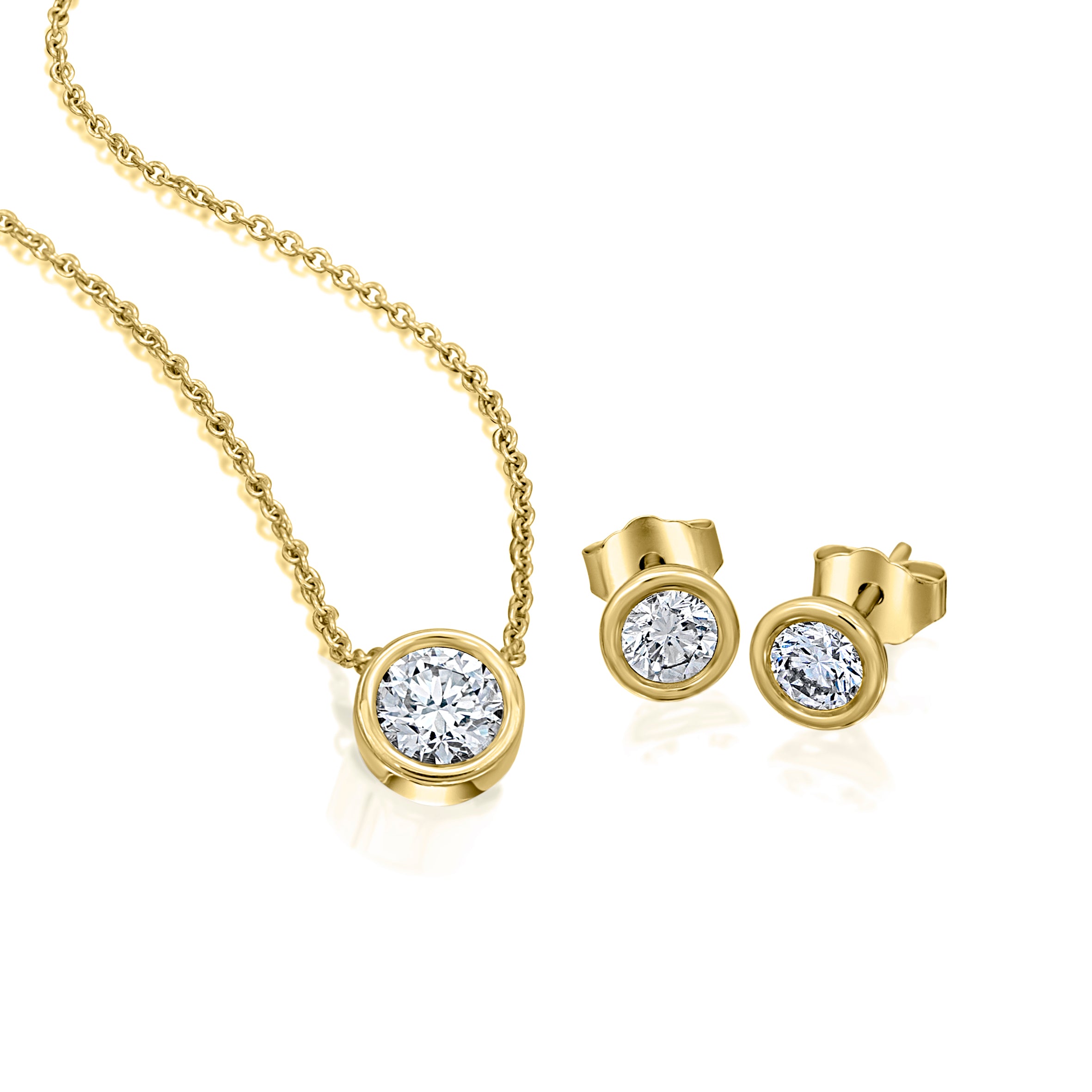 0.15 ct Diamant Brillant Zarge Halskette aus 750er Gelbgold 45 cm Ø 5 mm von ONE ELEMENT – Bild 3