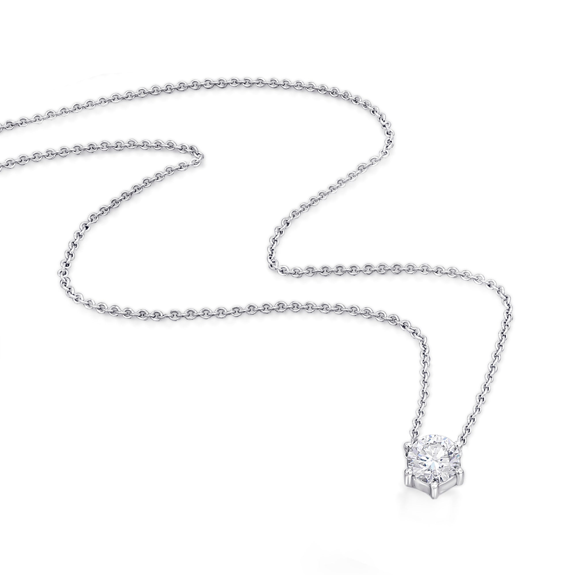 0.1 ct Diamant Brillant Halskette Rundankerkette aus 585er Weißgold 45 cm Ø 0,8 mm von ONE ELEMENT – Bild 1