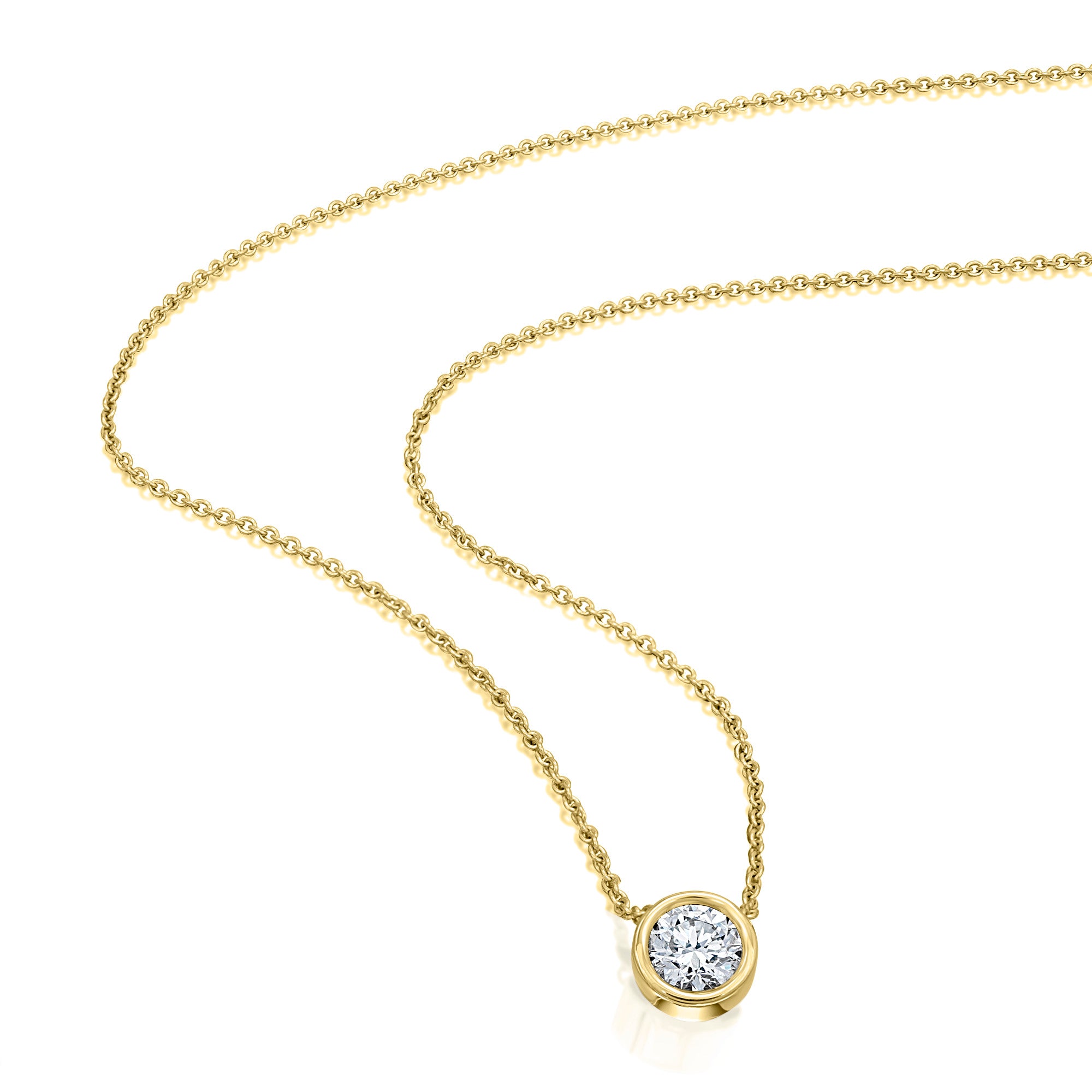0.2 ct Diamant Brillant Zarge Halskette aus 750er Gelbgold 45 cm Ø 5,45 mm von ONE ELEMENT – Bild 2