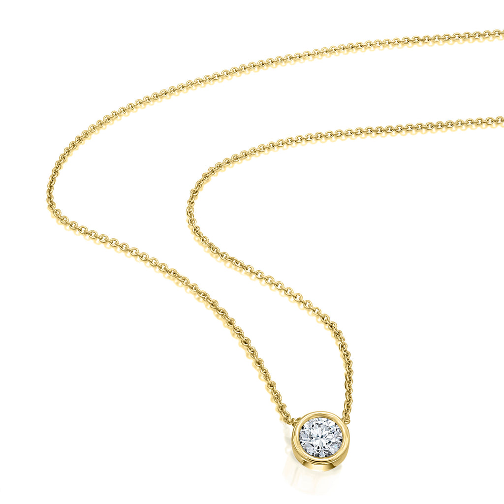 0.15 ct Diamant Brillant Zarge Halskette aus 750er Gelbgold 45 cm Ø 5 mm von ONE ELEMENT – Bild 2