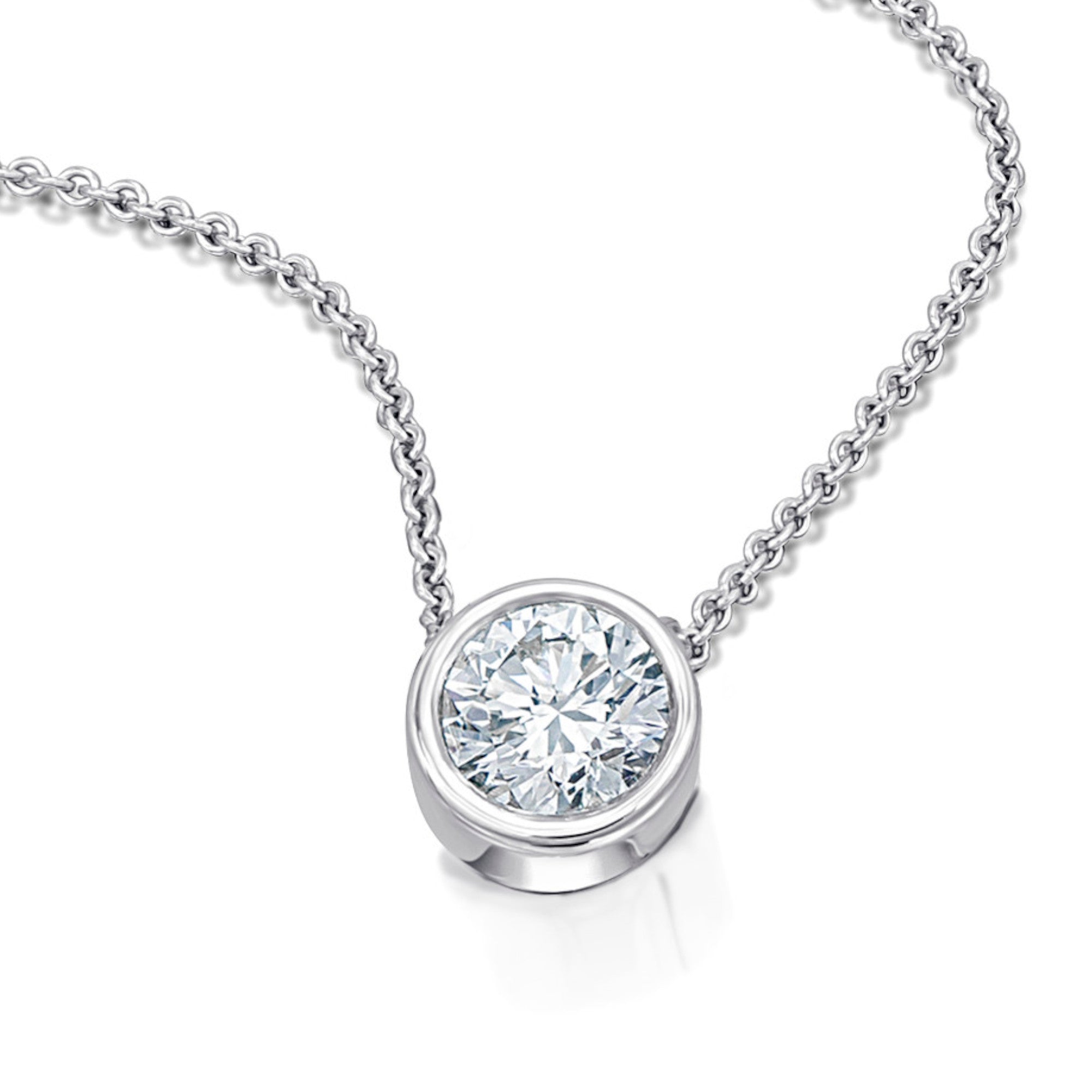 0.2 ct Diamant Brillant Zarge Halskette aus 750er Weißgold 45 cm Ø 5,45 mm von ONE ELEMENT – Bild 1