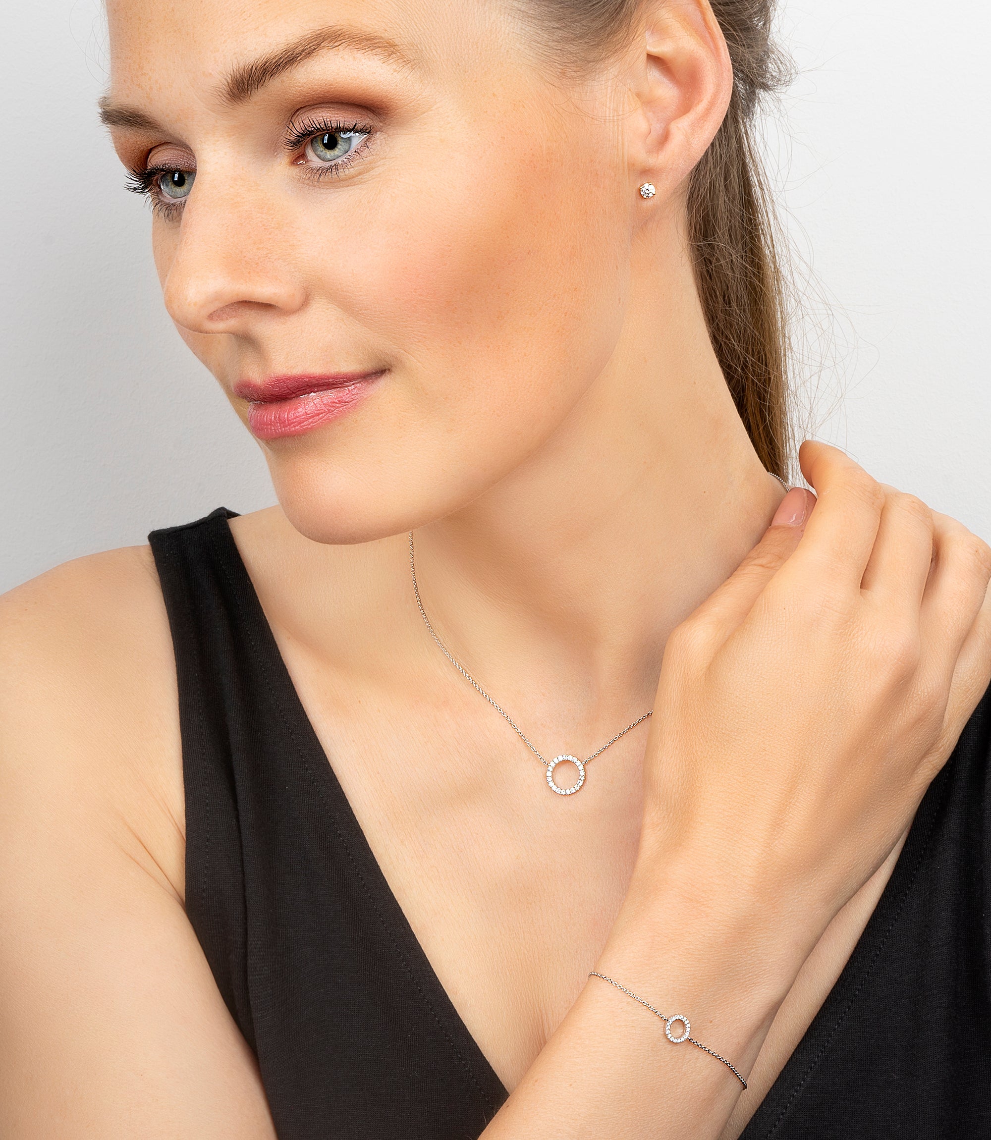 0.08 ct Diamant Brillant Halskette aus 585er Weißgold 45 cm von ONE ELEMENT – Bild 4