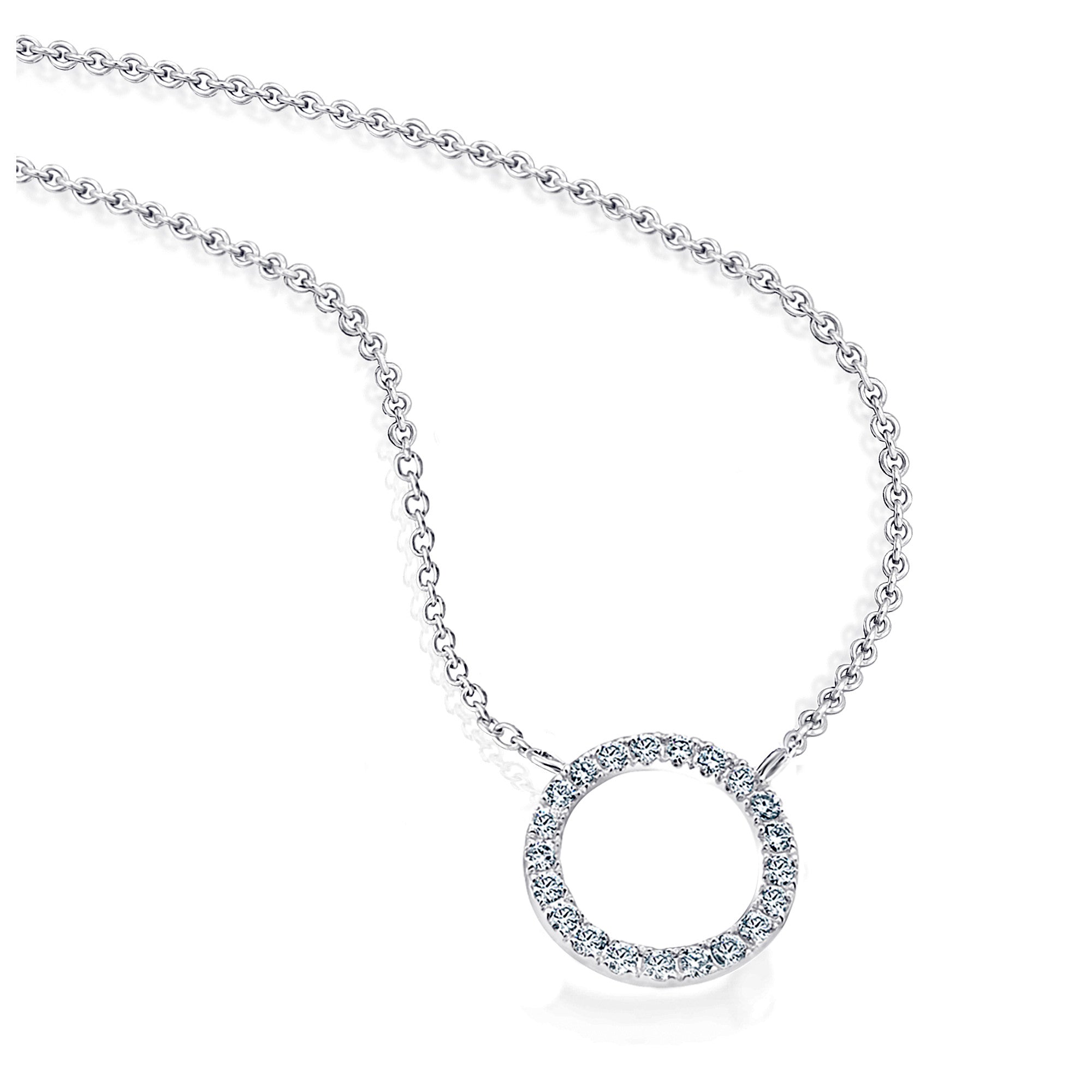 0,26 ct Diamant Brillant Halskette Rundankerkette aus 585er Weißgold 45 cm Ø 1,7 mm von ONE ELEMENT – Bild 1