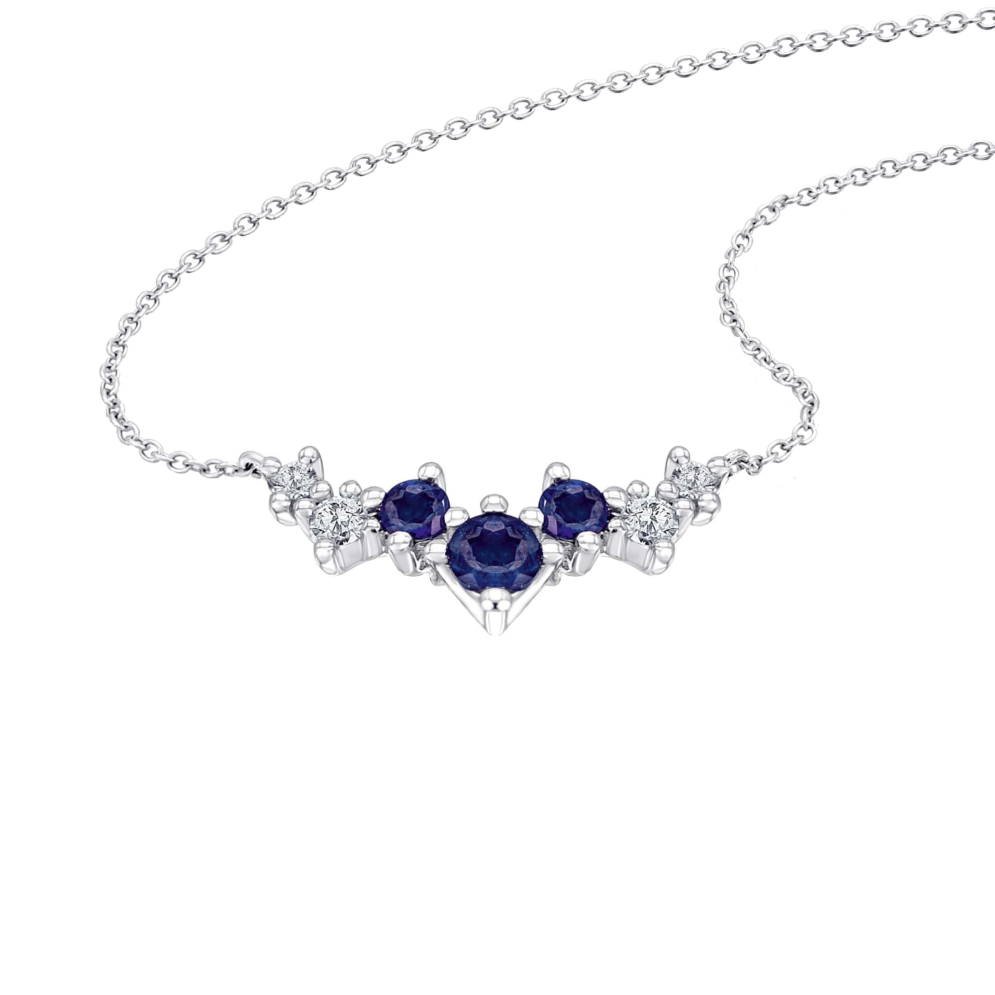 0,06 ct Diamant Brillant Safir Halskette Rundankerkette aus 585er Weißgold 45 cm von ONE ELEMENT – Bild 1