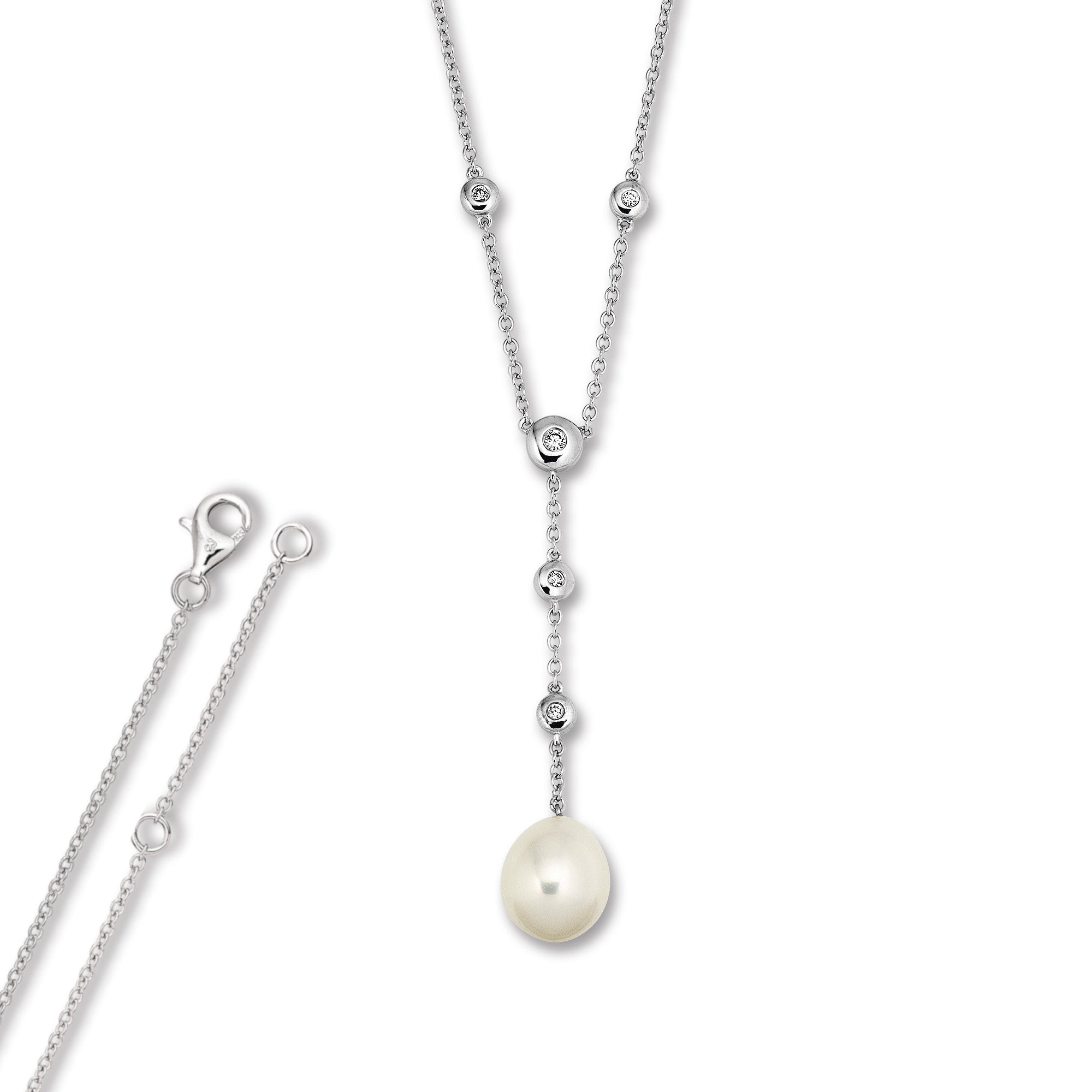 Zirkonia Anker Halskette aus 925er Silber 45 cm von ONE ELEMENT – Bild 1