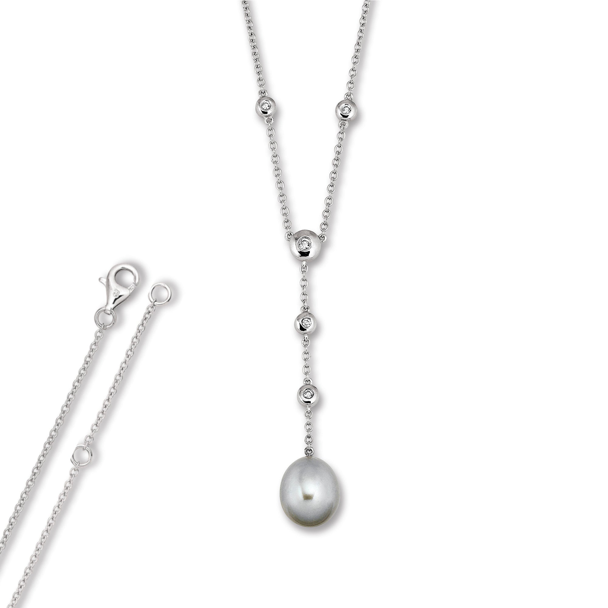 Zirkonia Anker Halskette aus 925er Silber 45 cm von ONE ELEMENT – Bild 1