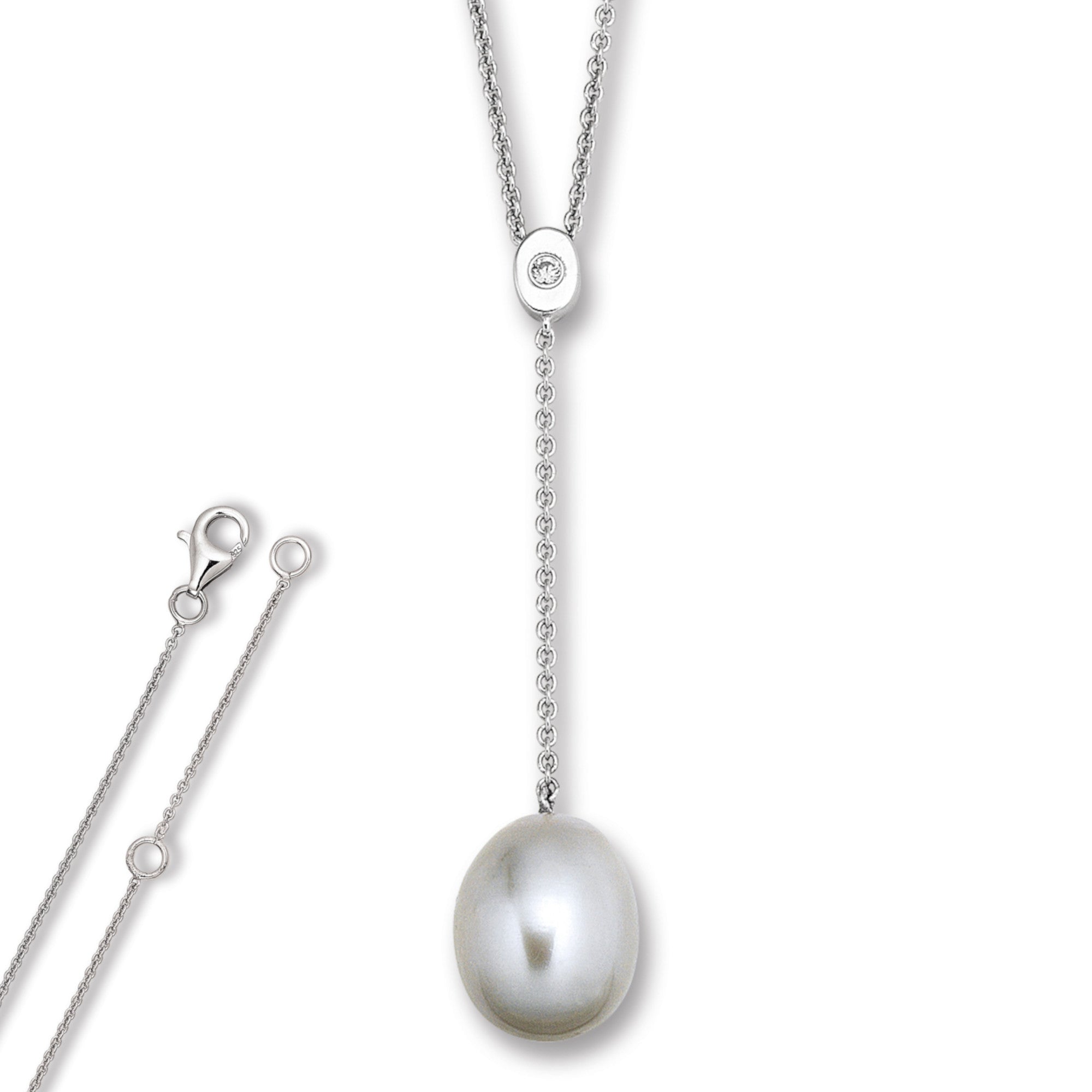Zirkonia Anker Halskette aus 925er Silber 45 cm von ONE ELEMENT – Bild 1