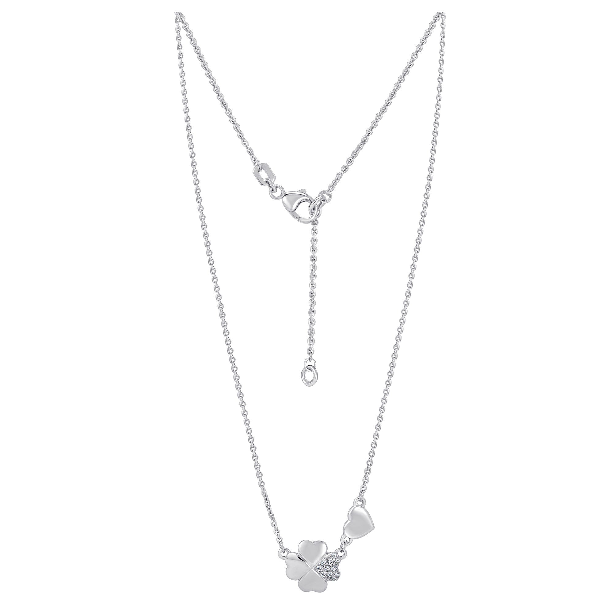 Zirkonia Kleeblatt Halskette aus 925er Silber 45 cm von ONE ELEMENT – Bild 2