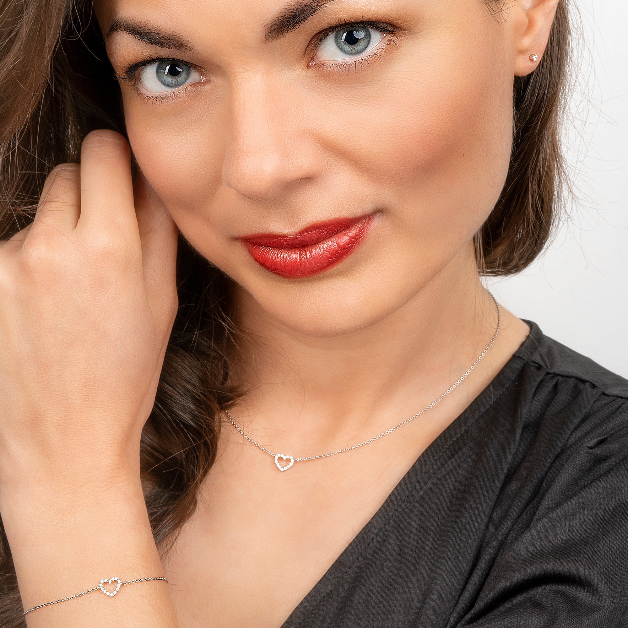 Zirkonia Herz Halskette aus 925er Silber 45 cm von ONE ELEMENT – Bild 3