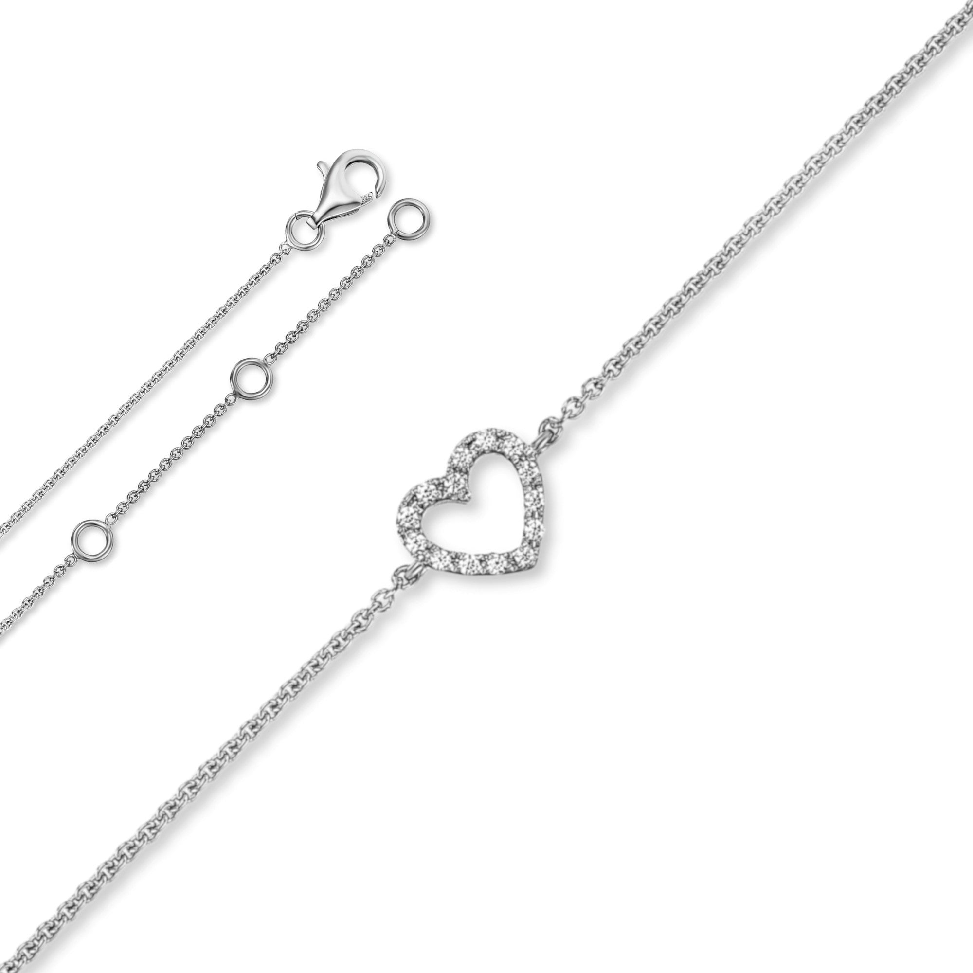 Zirkonia Herz Halskette aus 925er Silber 45 cm von ONE ELEMENT – Bild 1
