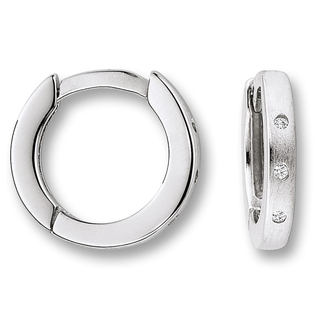 Zirkonia Ohrringe Creolen aus 925er Silber Ø 12,0 x 1,9 mm von ONE ELEMENT – Bild 1