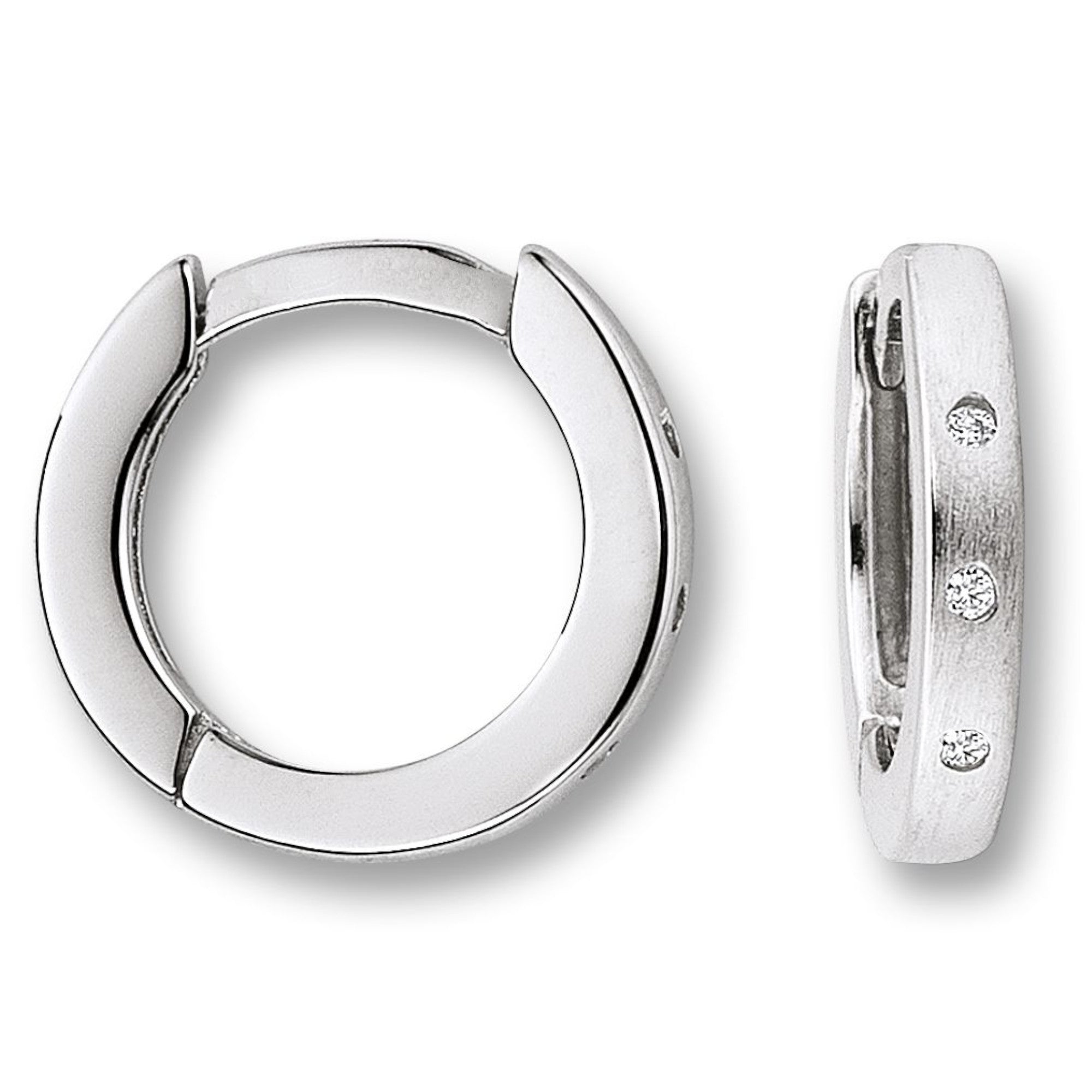 Zirkonia Ohrringe Creolen aus 925er Silber Ø 12,0 x 1,9 mm von ONE ELEMENT – Bild 1