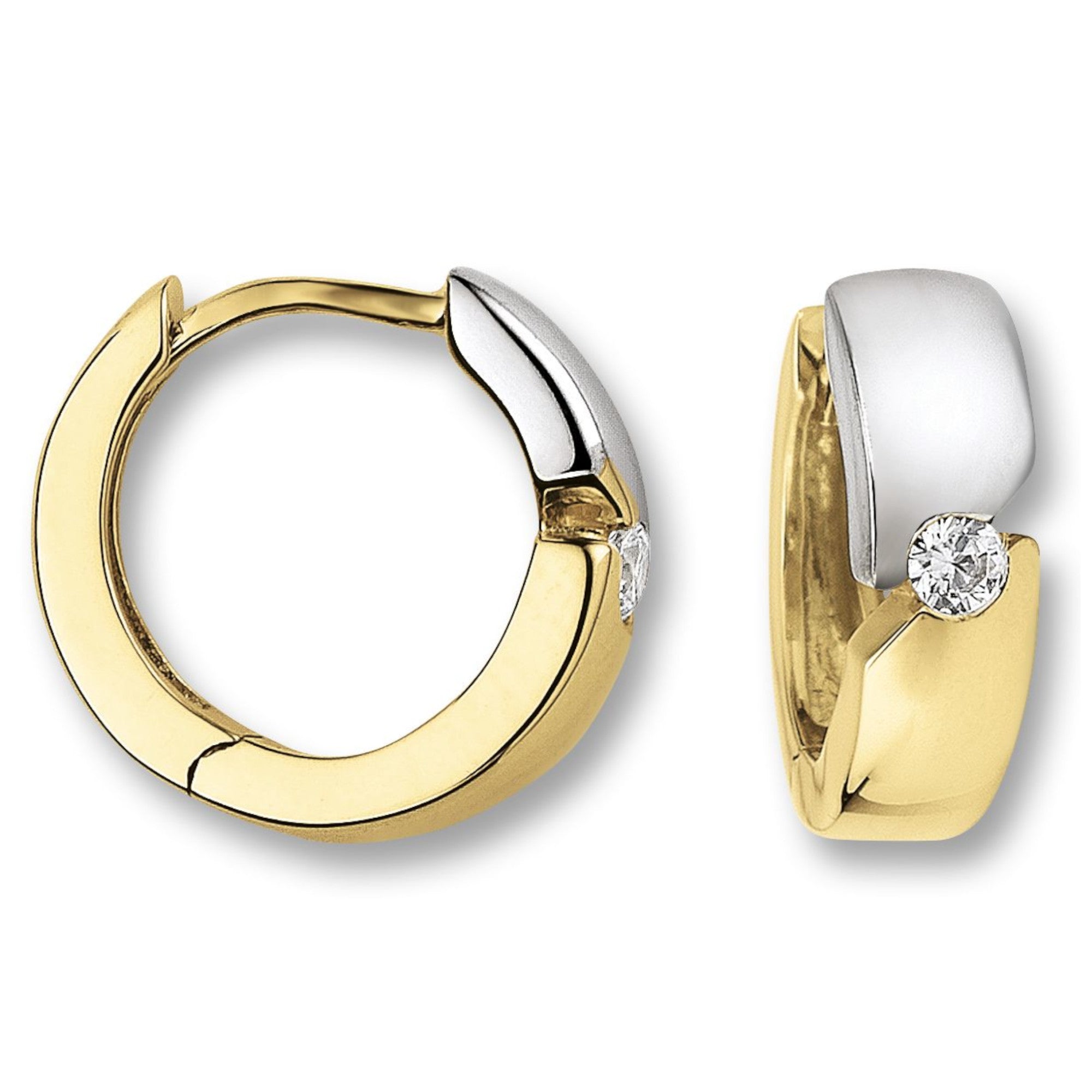 Zirkonia Ohrringe Creolen aus 333er Gelbgold von ONE ELEMENT – Bild 2