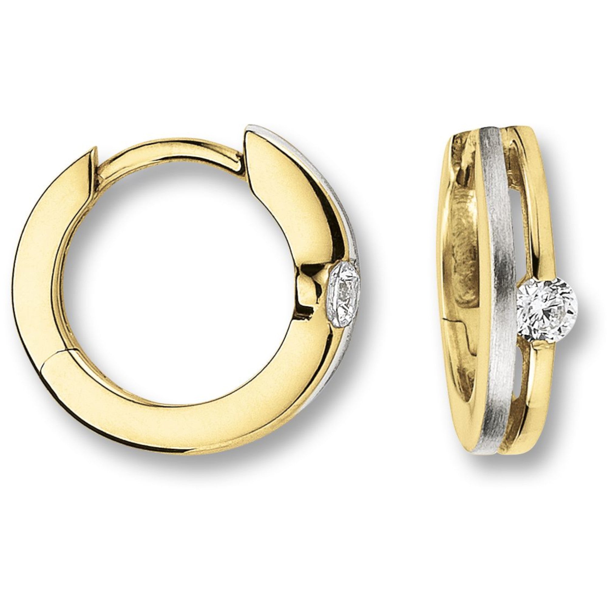 Zirkonia Ohrringe Creolen aus 333er Gelbgold von ONE ELEMENT – Bild 1