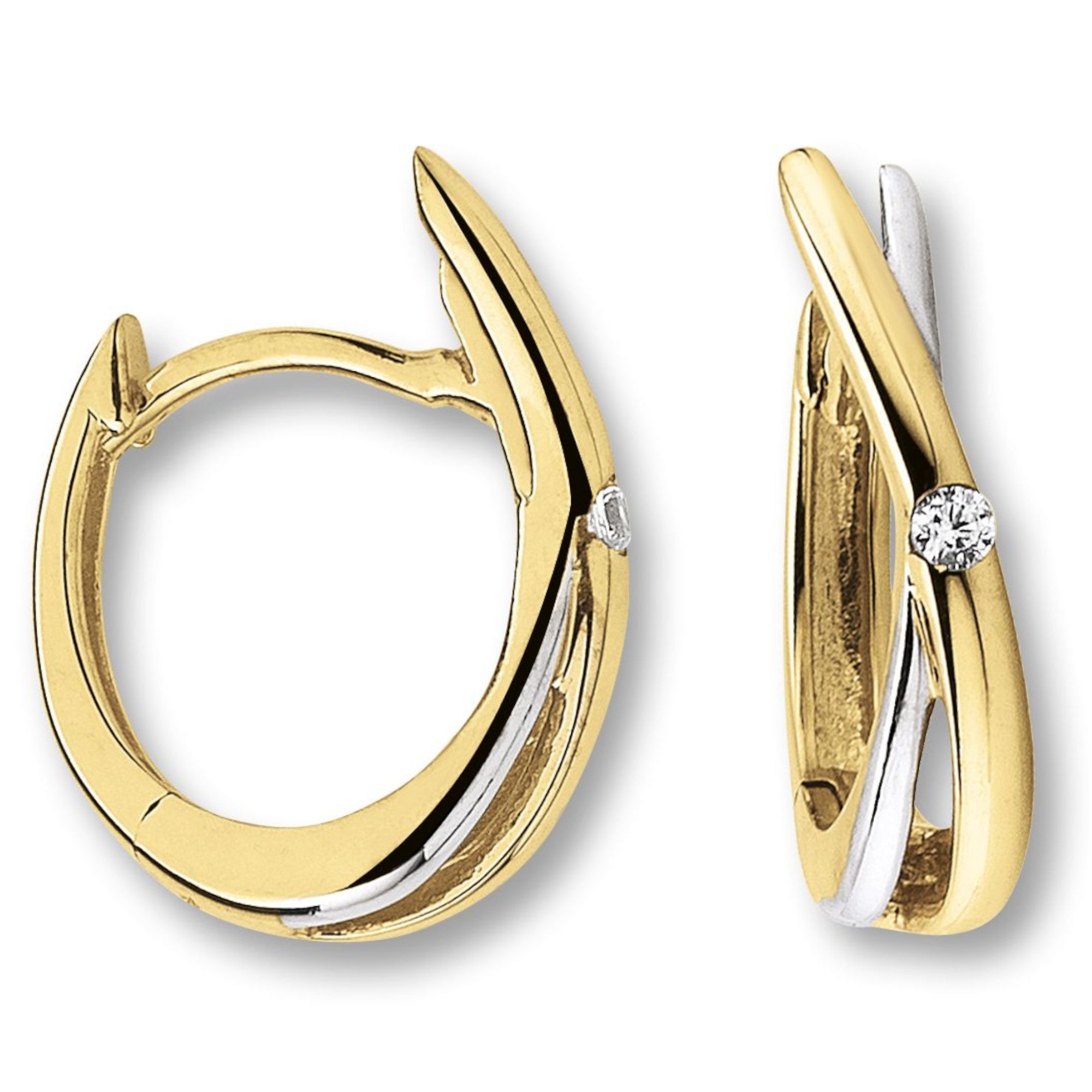 Zirkonia Ohrringe Creolen aus 333er Gelbgold von ONE ELEMENT – Bild 1