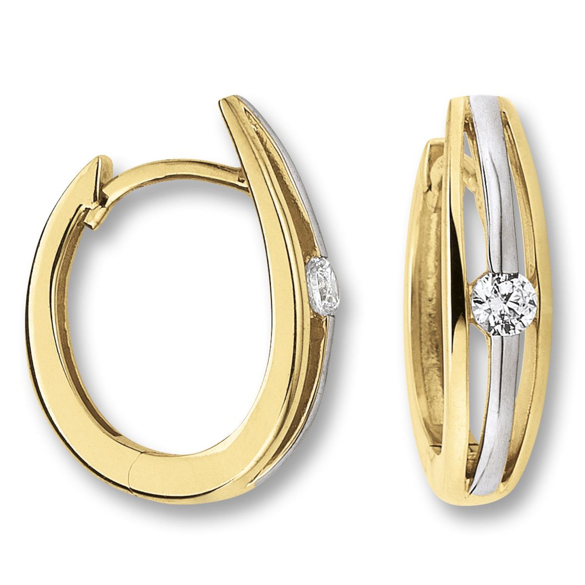 Zirkonia Ohrringe Creolen aus 333er Gelbgold von ONE ELEMENT – Bild 2