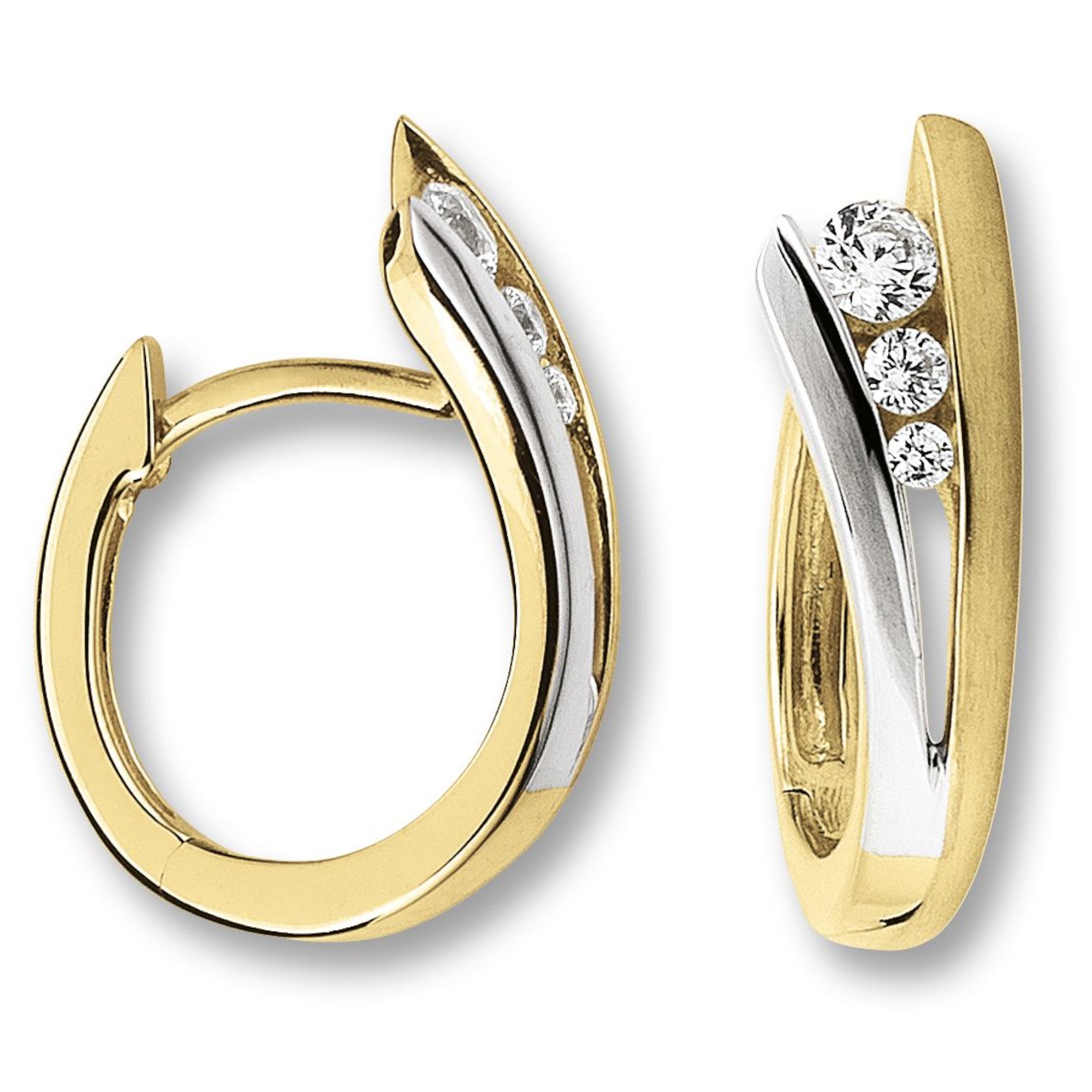 Zirkonia Ohrringe Creolen aus 333er Gelbgold von ONE ELEMENT – Bild 1