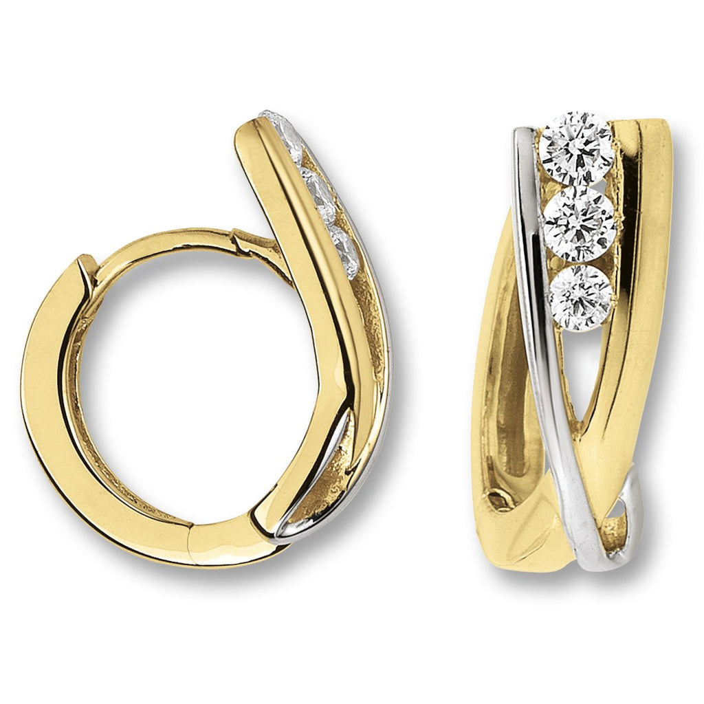 Zirkonia Ohrringe Creolen aus 333er Gelbgold von ONE ELEMENT – Bild 1