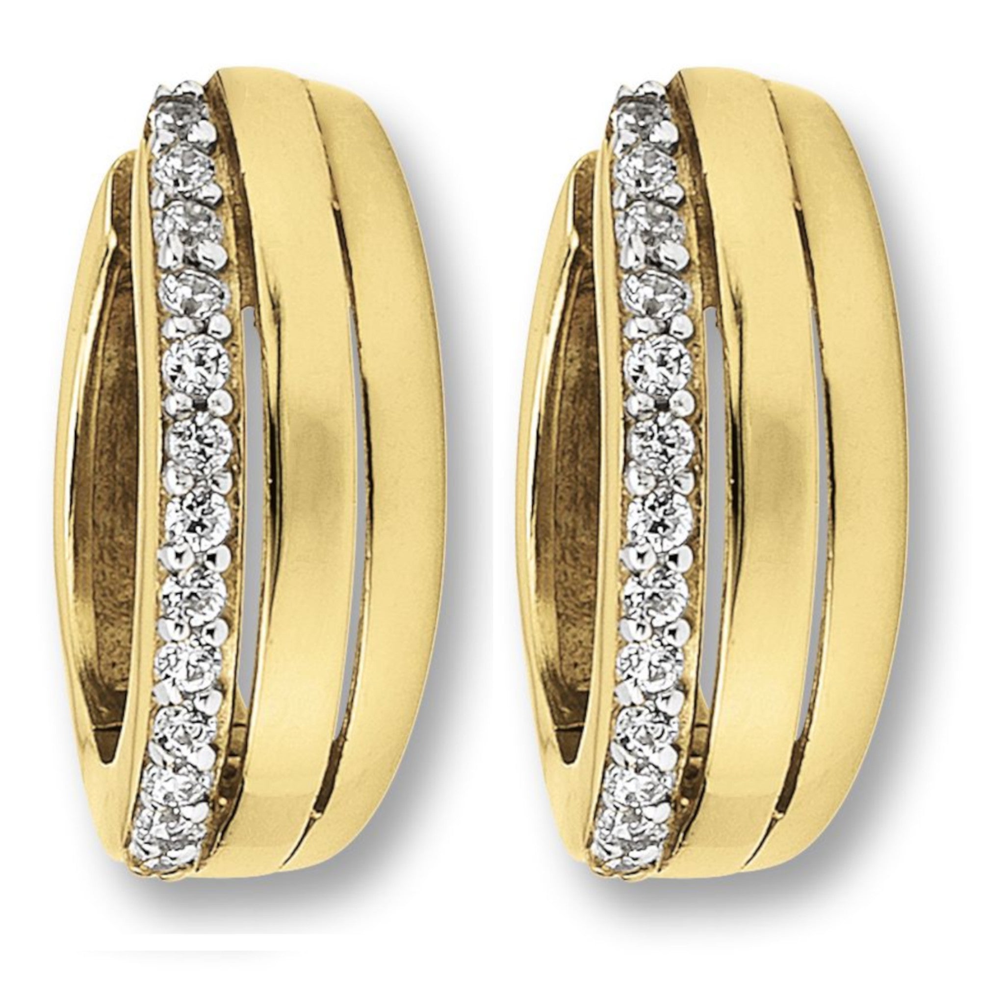 Zirkonia Ohrringe Creolen aus 333er Gelbgold von ONE ELEMENT – Bild 1