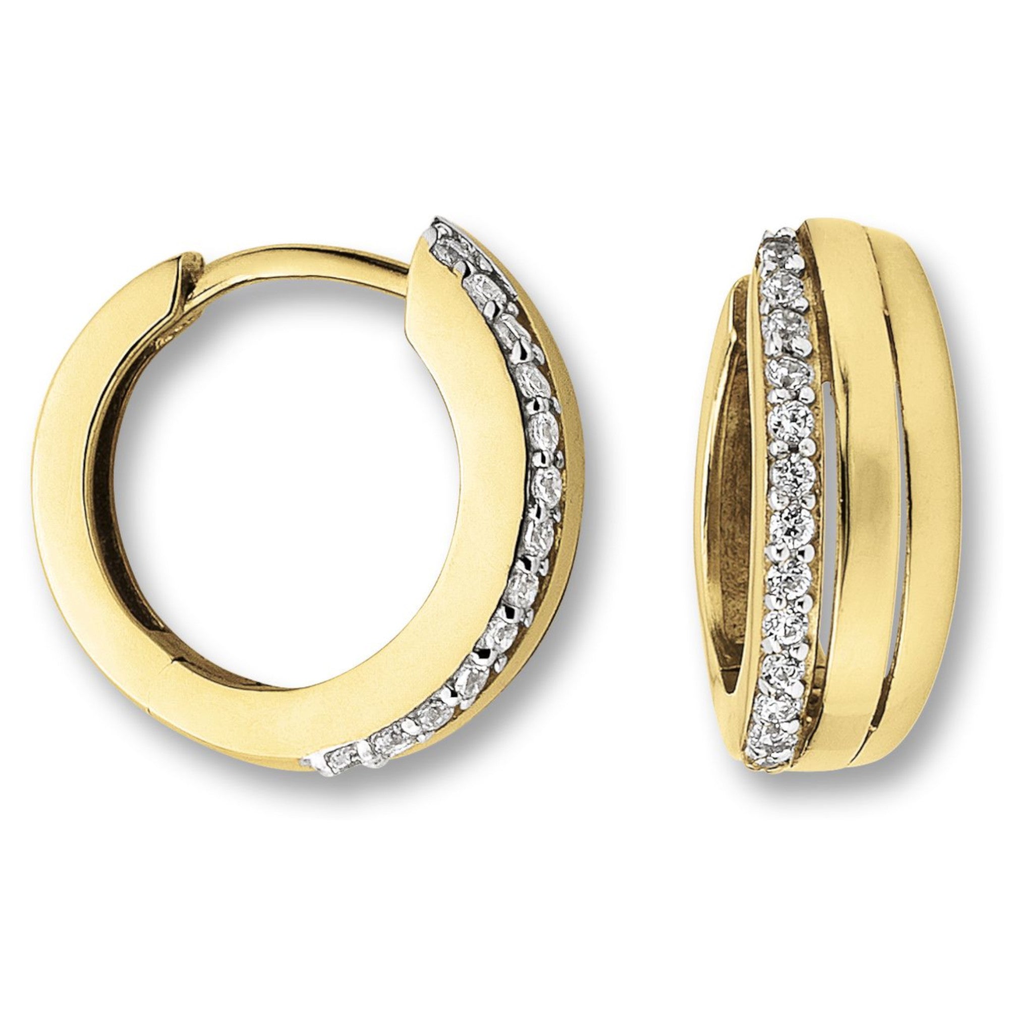 Zirkonia Ohrringe Creolen aus 333er Gelbgold von ONE ELEMENT – Bild 2