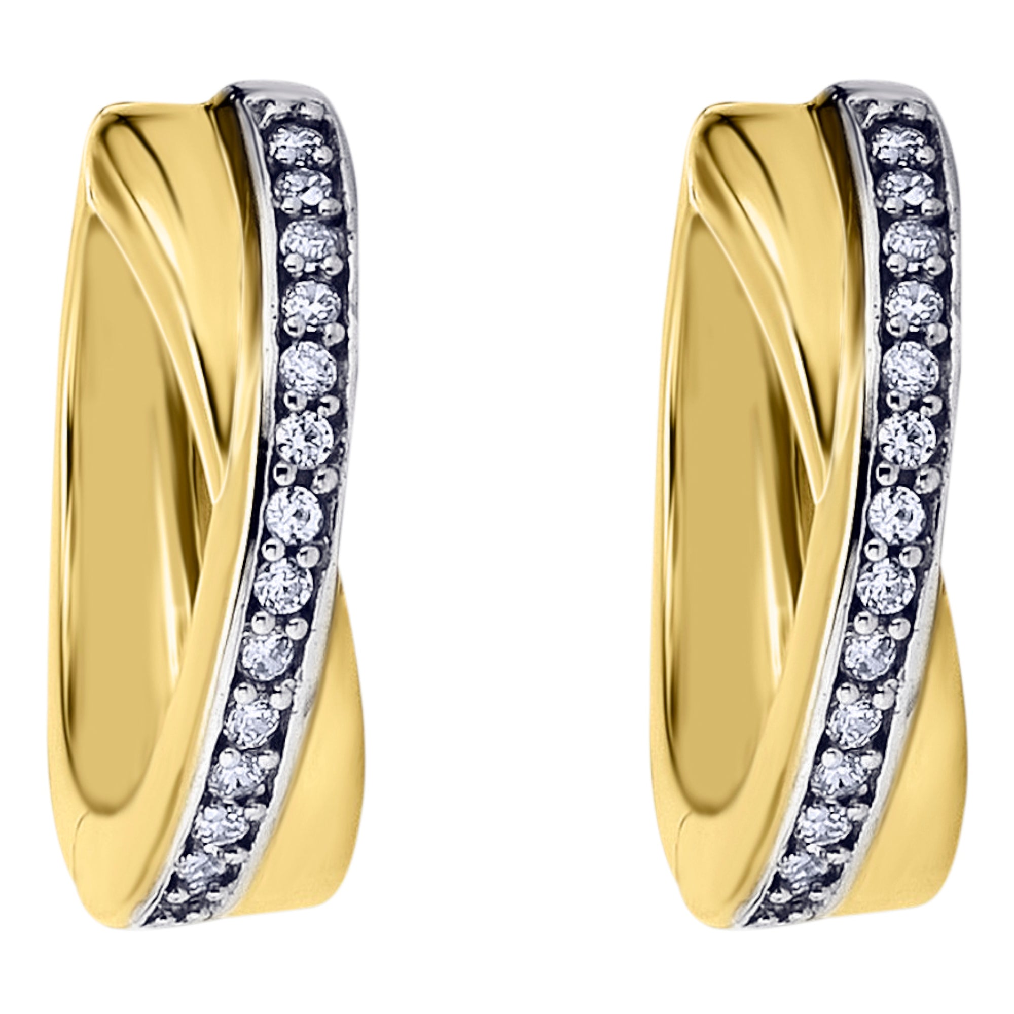 Zirkonia Ohrringe Creolen aus 333er Gelbgold von ONE ELEMENT – Bild 1
