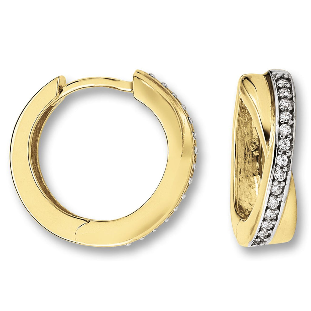 Zirkonia Ohrringe Creolen aus 333er Gelbgold von ONE ELEMENT – Bild 2