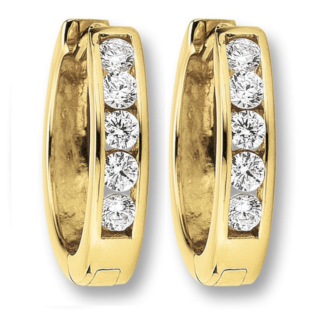 Zirkonia Ohrringe Creolen aus 333er Gelbgold von ONE ELEMENT – Bild 1