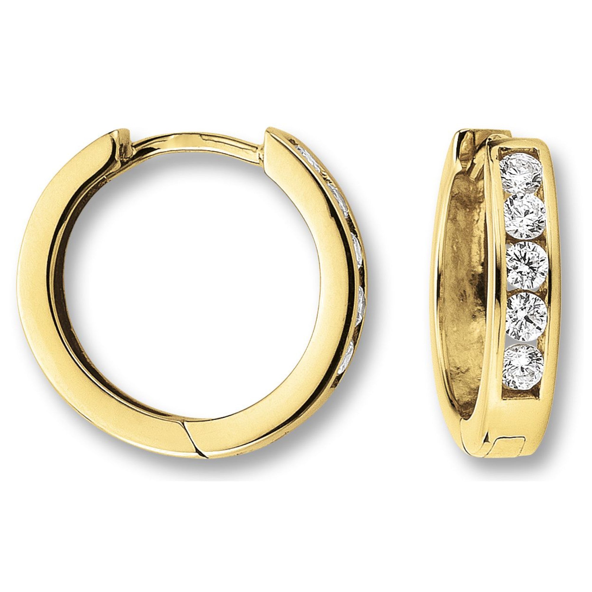 Zirkonia Ohrringe Creolen aus 333er Gelbgold von ONE ELEMENT – Bild 2