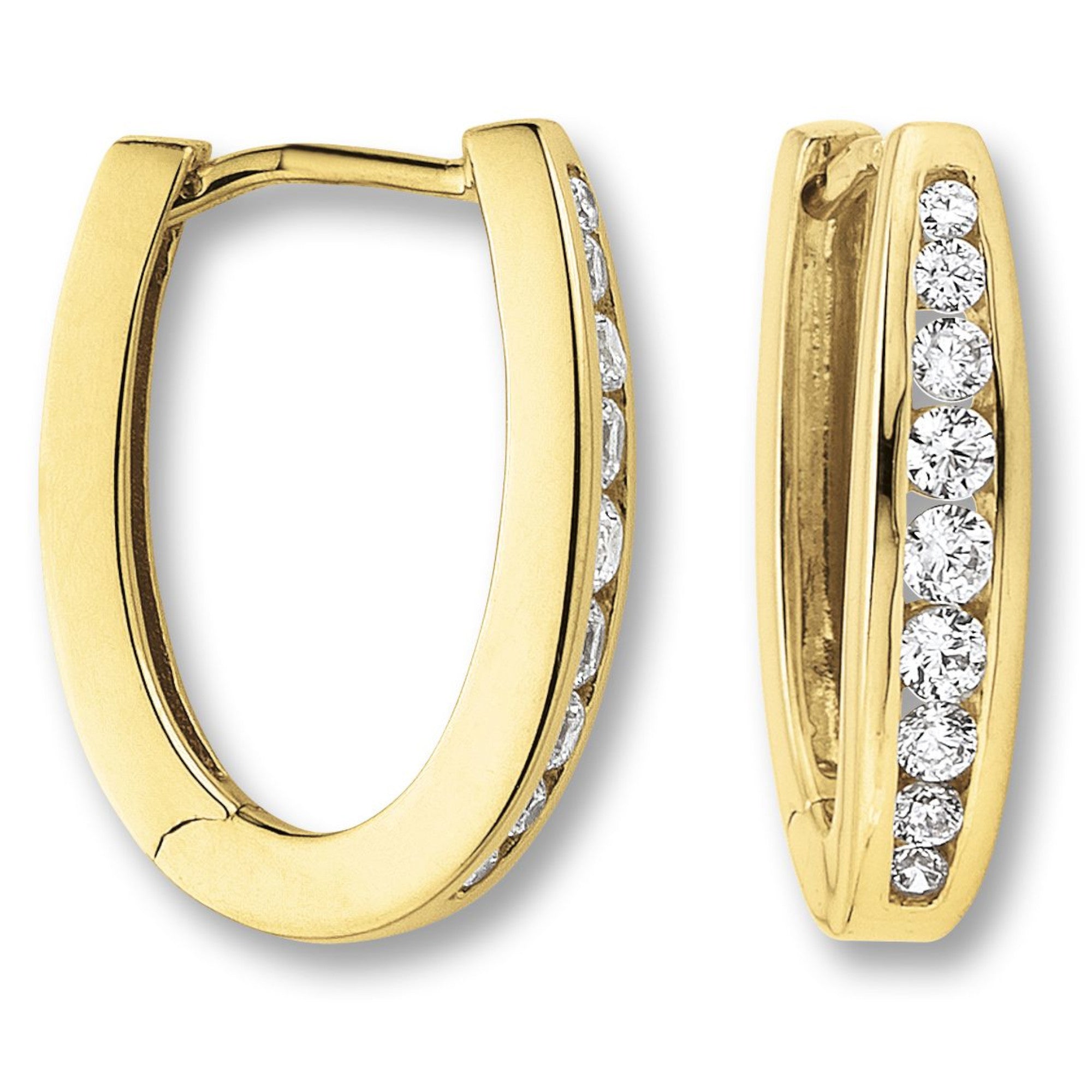 Zirkonia Ohrringe Creolen aus 333er Gelbgold von ONE ELEMENT – Bild 2