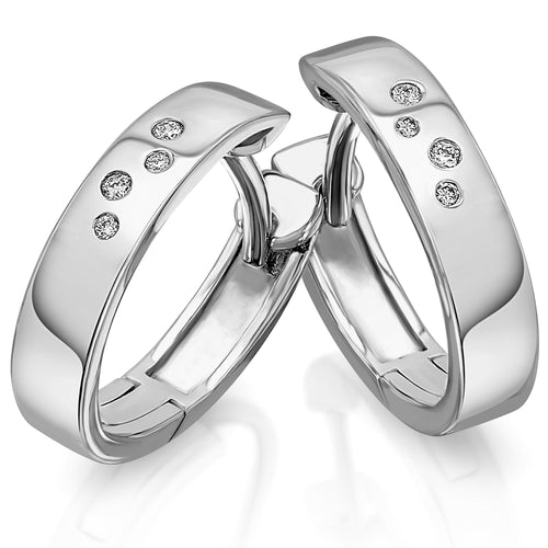 0,04 ct Diamant Brillant Ohrringe Creolen aus 585er Weißgold von ONE ELEMENT – Bild 1