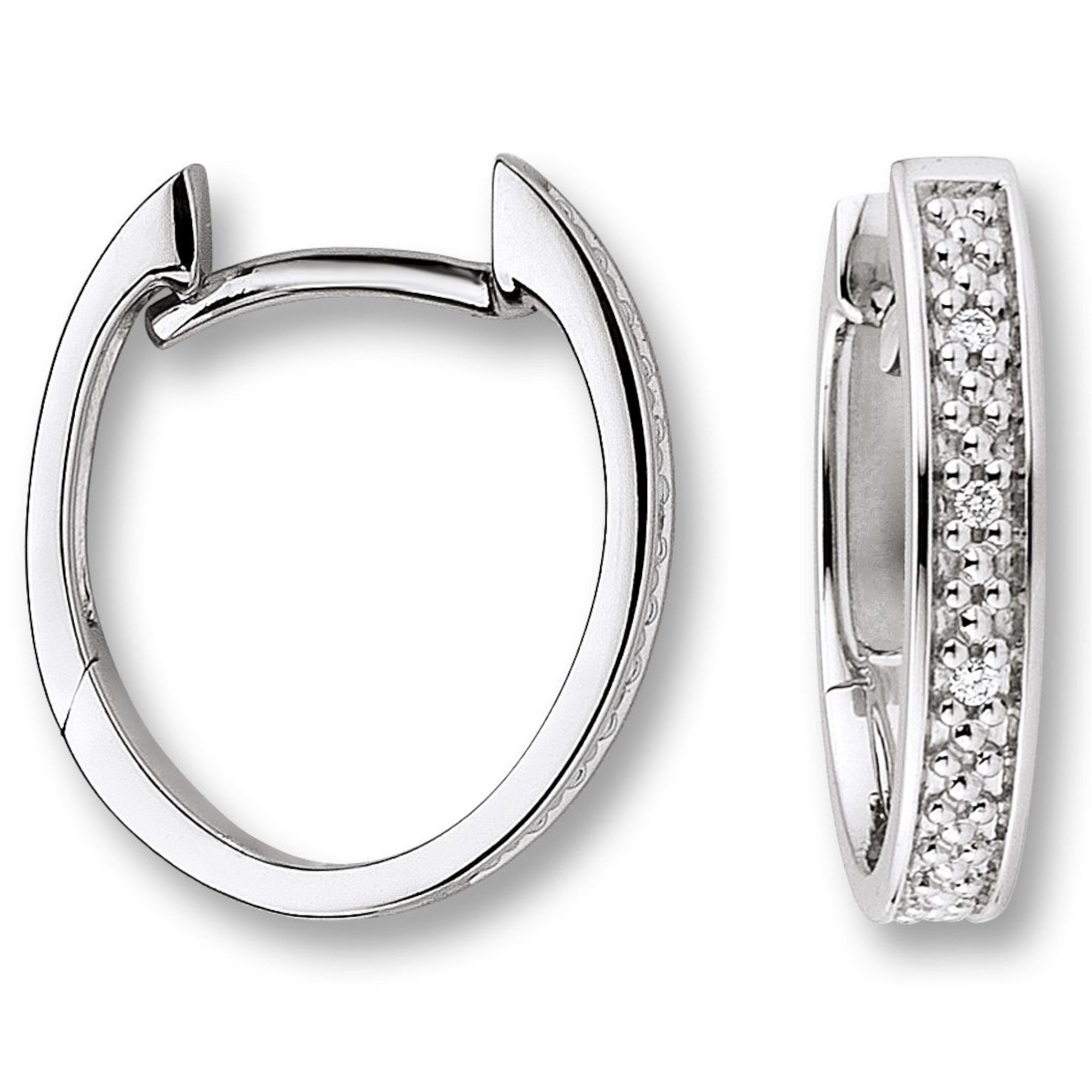 0.02 ct Diamant Brillant Ohrringe Creolen aus 585er Weißgold von ONE ELEMENT – Bild 1