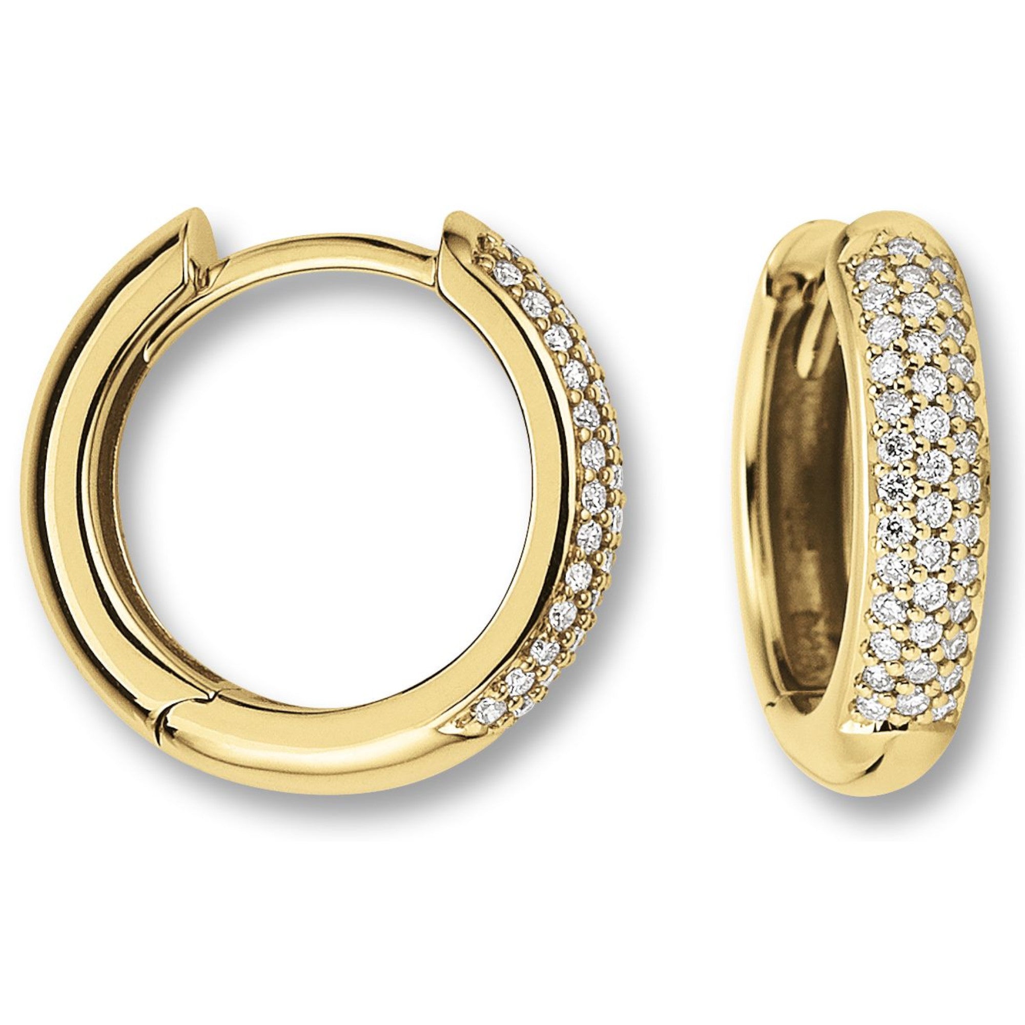 Creolen aus 585er Gelbgold mit Brillantbesatz, 0,25 ct – weitere Ansicht 2