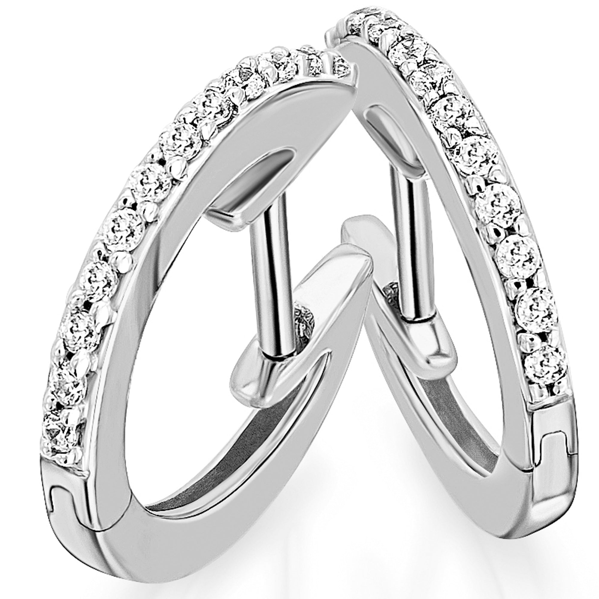 0,15 ct Diamant Brillant Ohrringe Creolen aus 585er Weißgold von ONE ELEMENT – Bild 1
