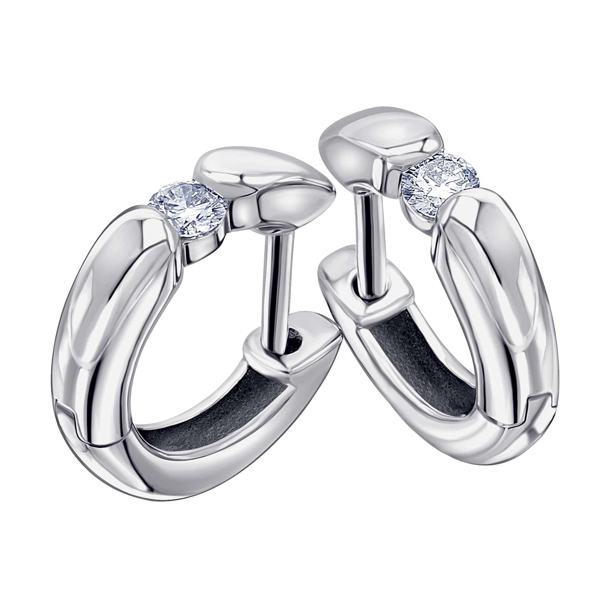 0,15 ct Diamant Brillant Ohrringe Creolen aus 585er Weißgold von ONE ELEMENT – Bild 1