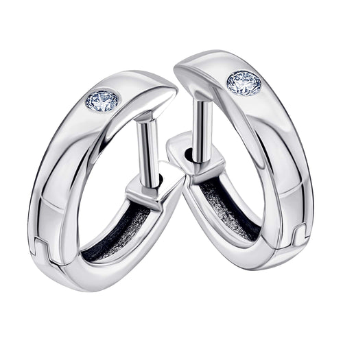 0,05 ct Diamant Brillant Ohrringe Creolen aus 585er Weißgold von ONE ELEMENT – Bild 1