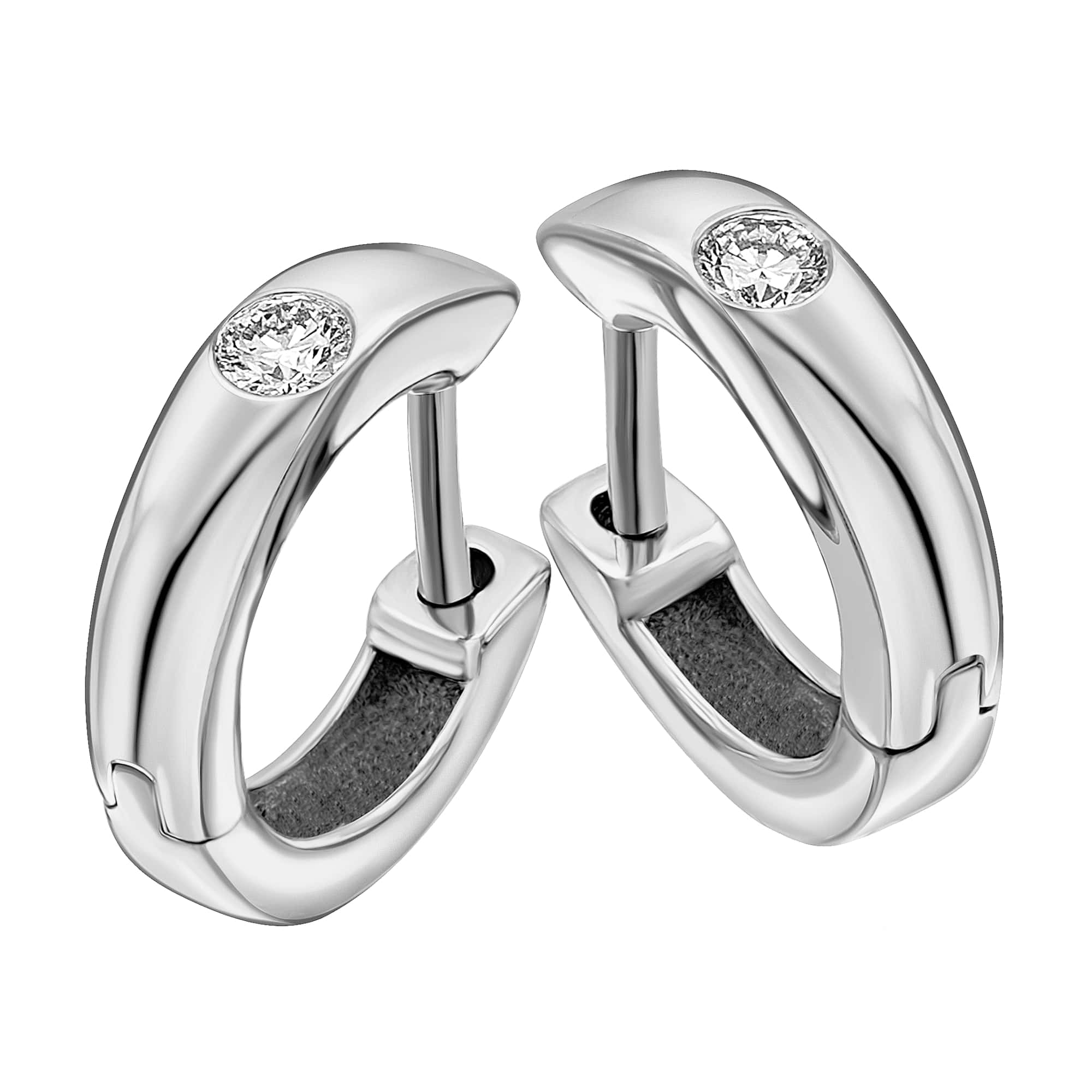 0,10 ct Diamant Brillant Ohrringe Creolen aus 585er Weißgold von ONE ELEMENT – Bild 1