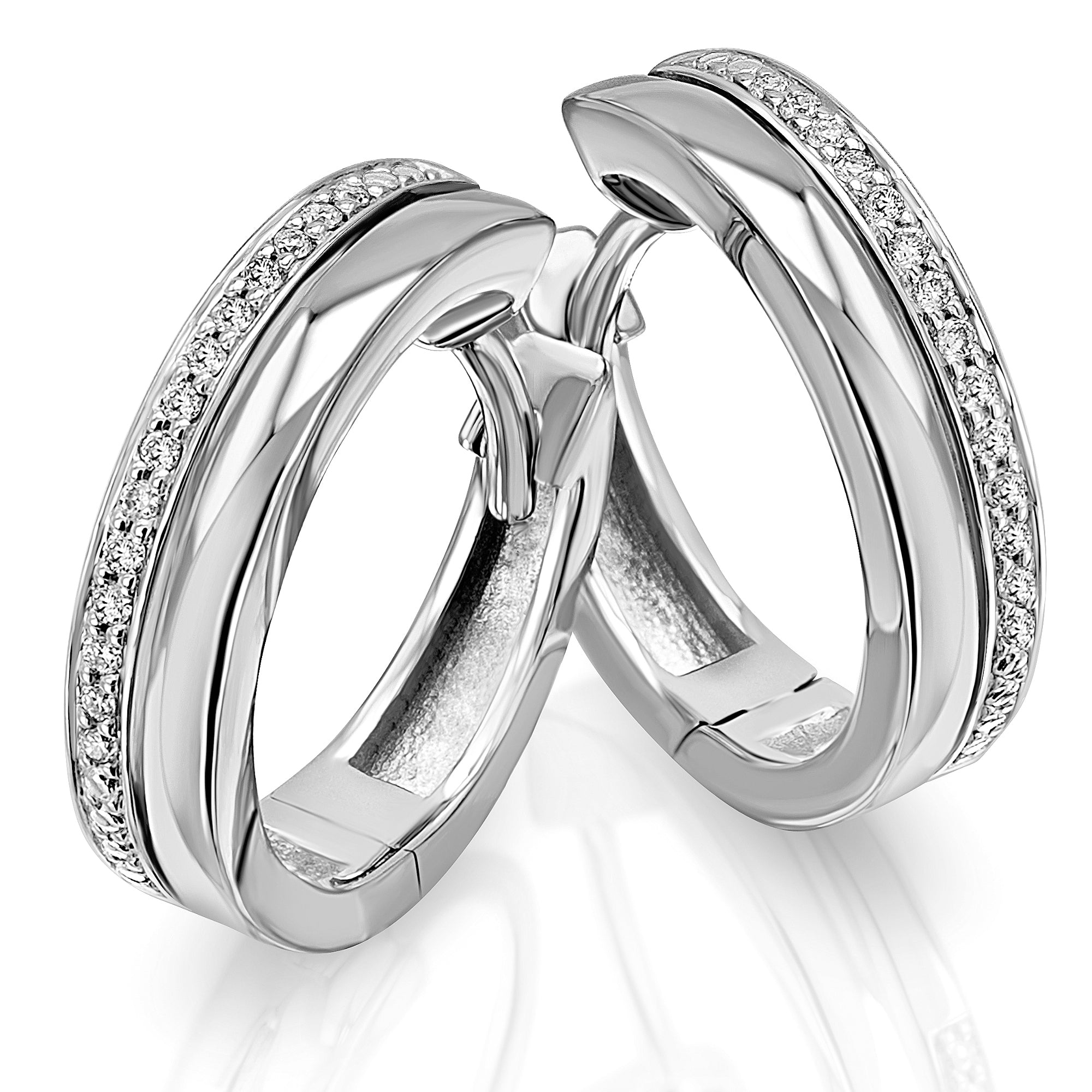 0,09 ct Diamant Brillant Ohrringe Creolen aus 585er Weißgold von ONE ELEMENT – Bild 1